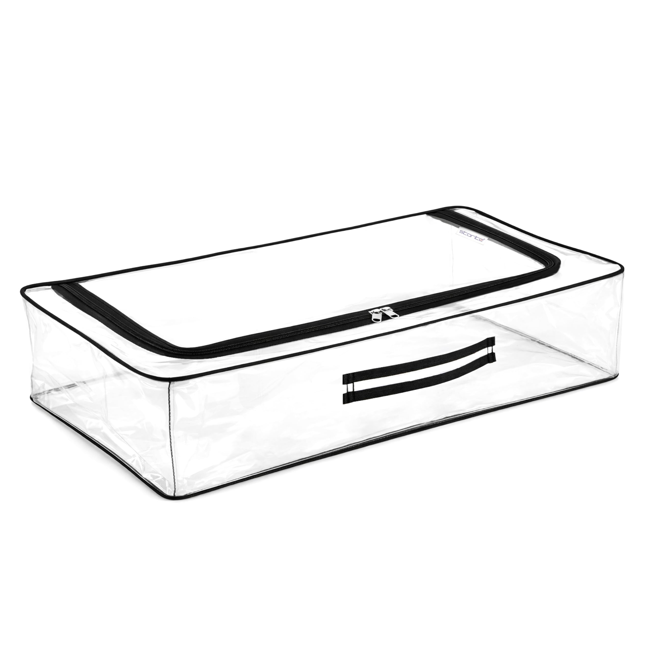 Storite Medium Pvc Underbed Storage Bag With Handles, Clear Window & Zipper Lock | Space Saving/Foldable/Rectangular Quilt, Comf
