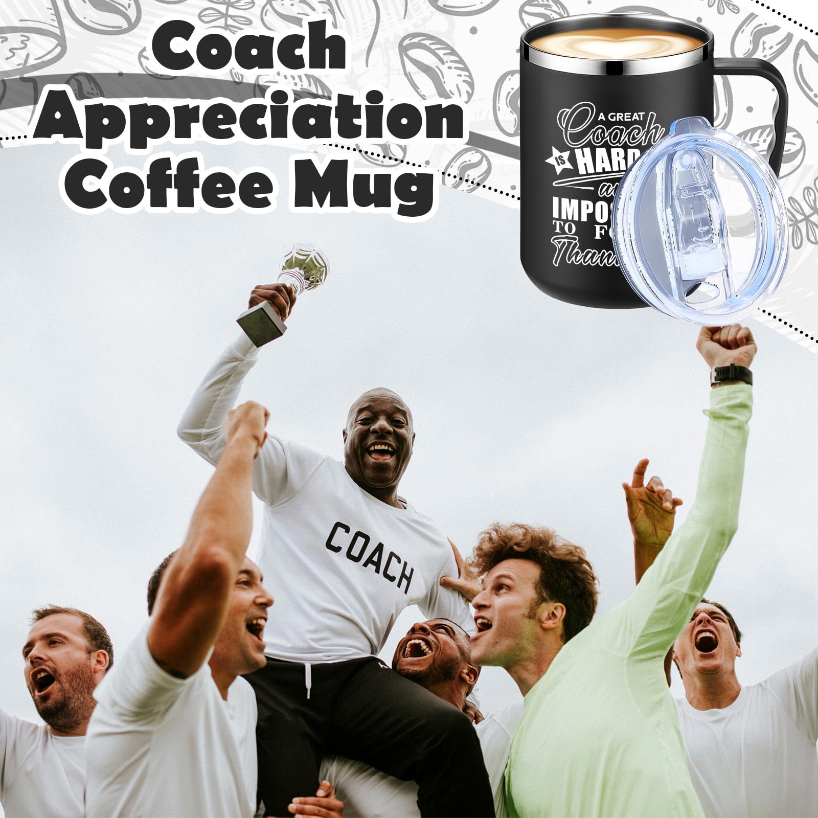 Sumind 4 Pcs Coach Gifts Coffee Mug With Lid And Handle 17 Oz Stainless Steel Mug Double Wall Vacuum Travel Mug Coaches Apprecia