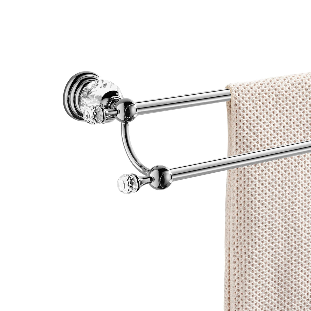 Wincase Chrome Towel Bar, Adjustable Double Towel Holder, Silver Crystal Bathroom Towel Racks Wall Mounted