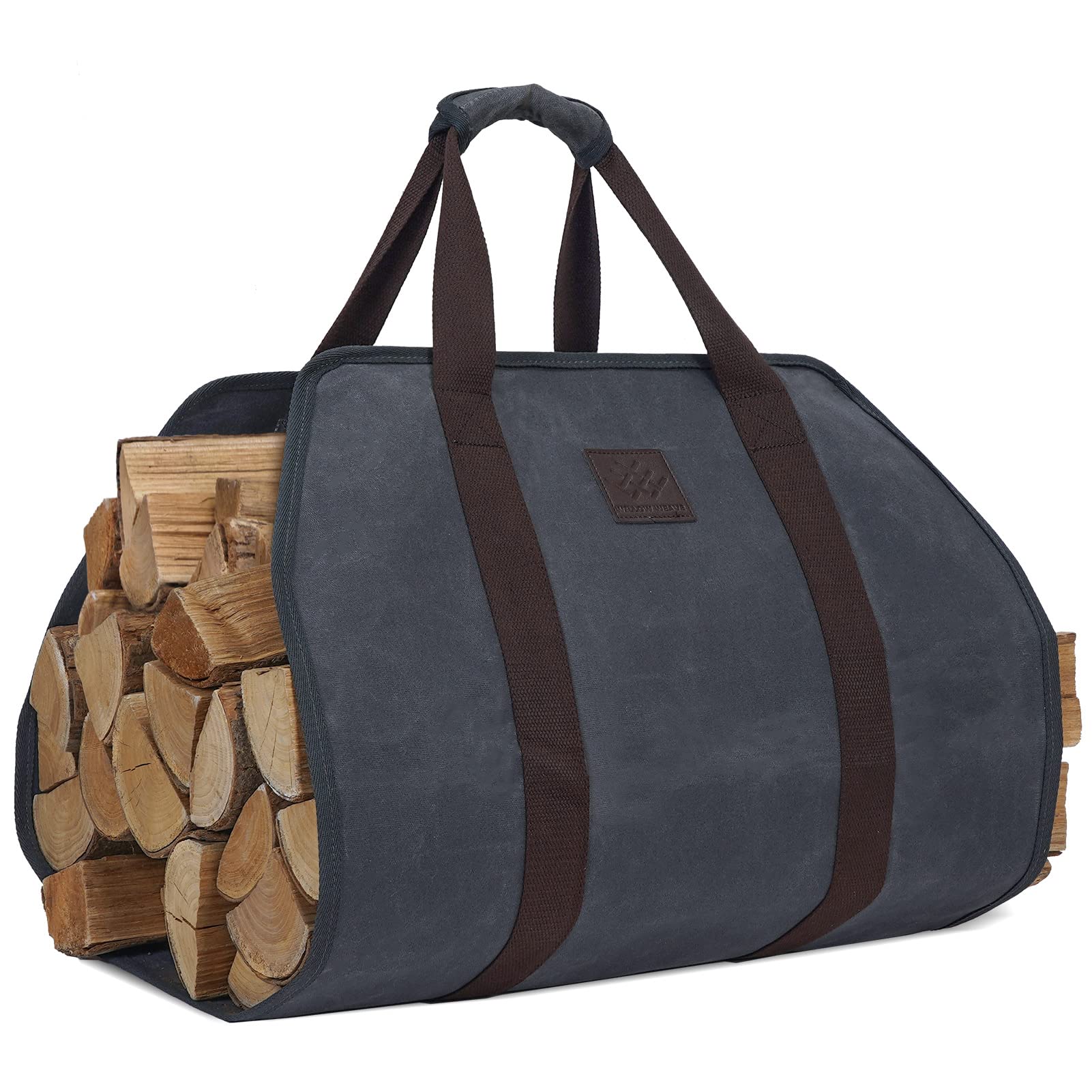 Willow Weave Canvas Firewood Log Carrier, Fireplace Log Carriers & Holders, Firewood Carrier, Wood Carrying Bag For Firewood, Gr