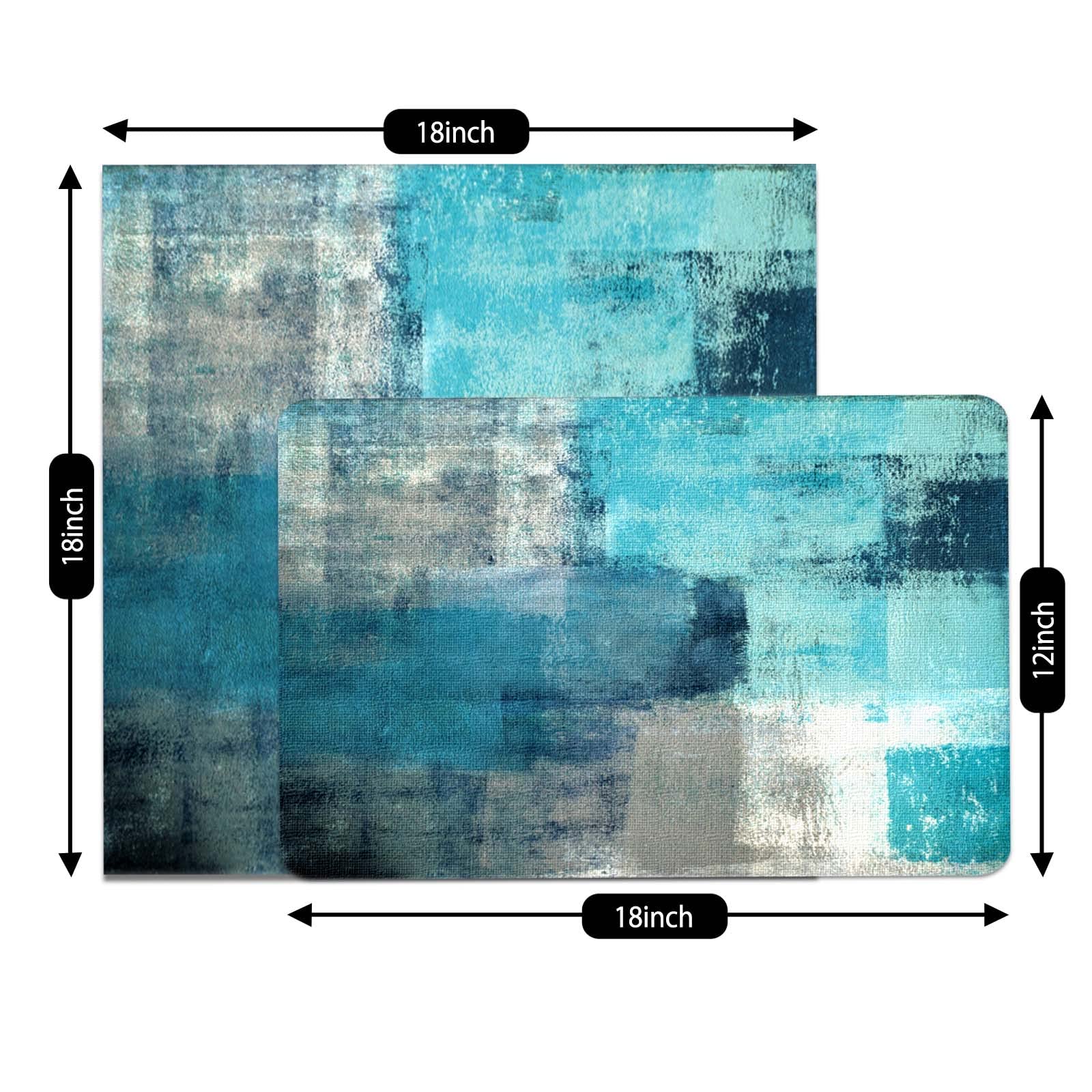 Turquoise Placemats and Cloth Napkins Set of 8  Modern Art Placemat  Abstract Art Painted Placemats for Home Kitchen Decor (Placemats 18 ''x12 Cloth Napkins 18 ''x18)