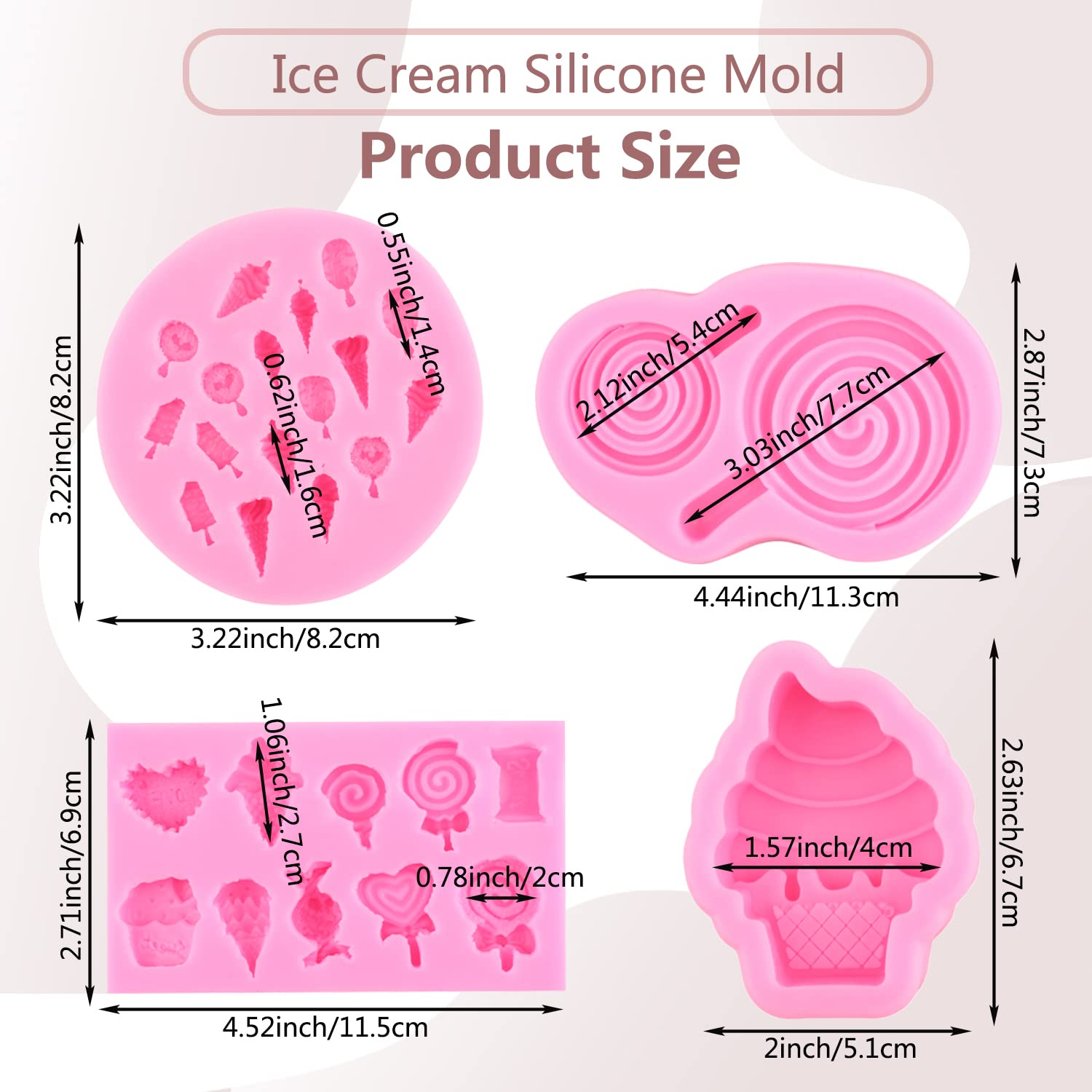 Miyahouse Ice Cream Silicone Molds Candyland Fondant Molds Lollipop Chocolate Mold For Cake Decorating Cupcake Topper Popsicle P