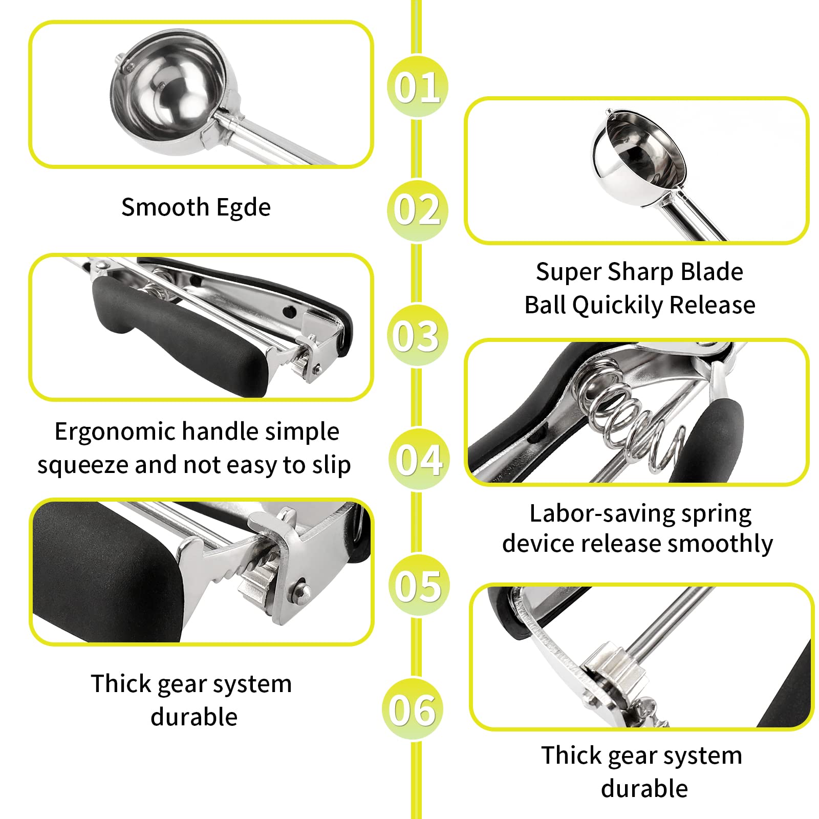 Small Cookie Scoop Set - 3 Pcs Include 1 Tsp / 2 Tsp / 3Tsp Cookie Dough Scoops, Cookies Scoops For Baking, Made Of 18/8 Stainle