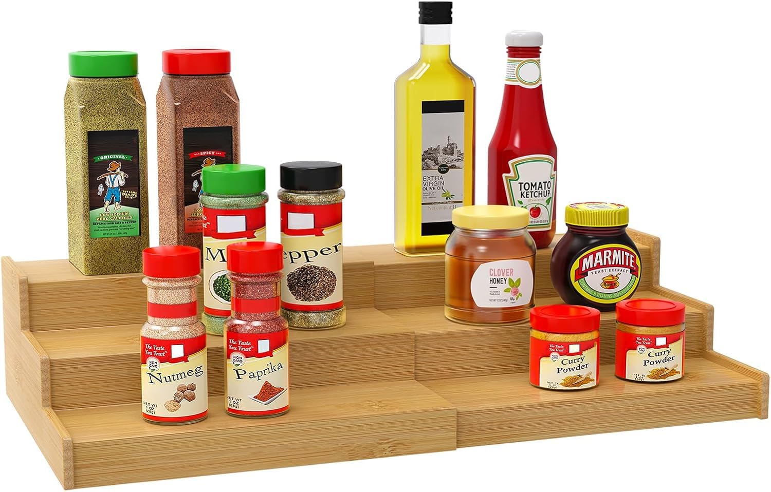 Kienlix Bamboo Spice Rack Organiser, 3Tier Expandable, 12.722.2 Cm