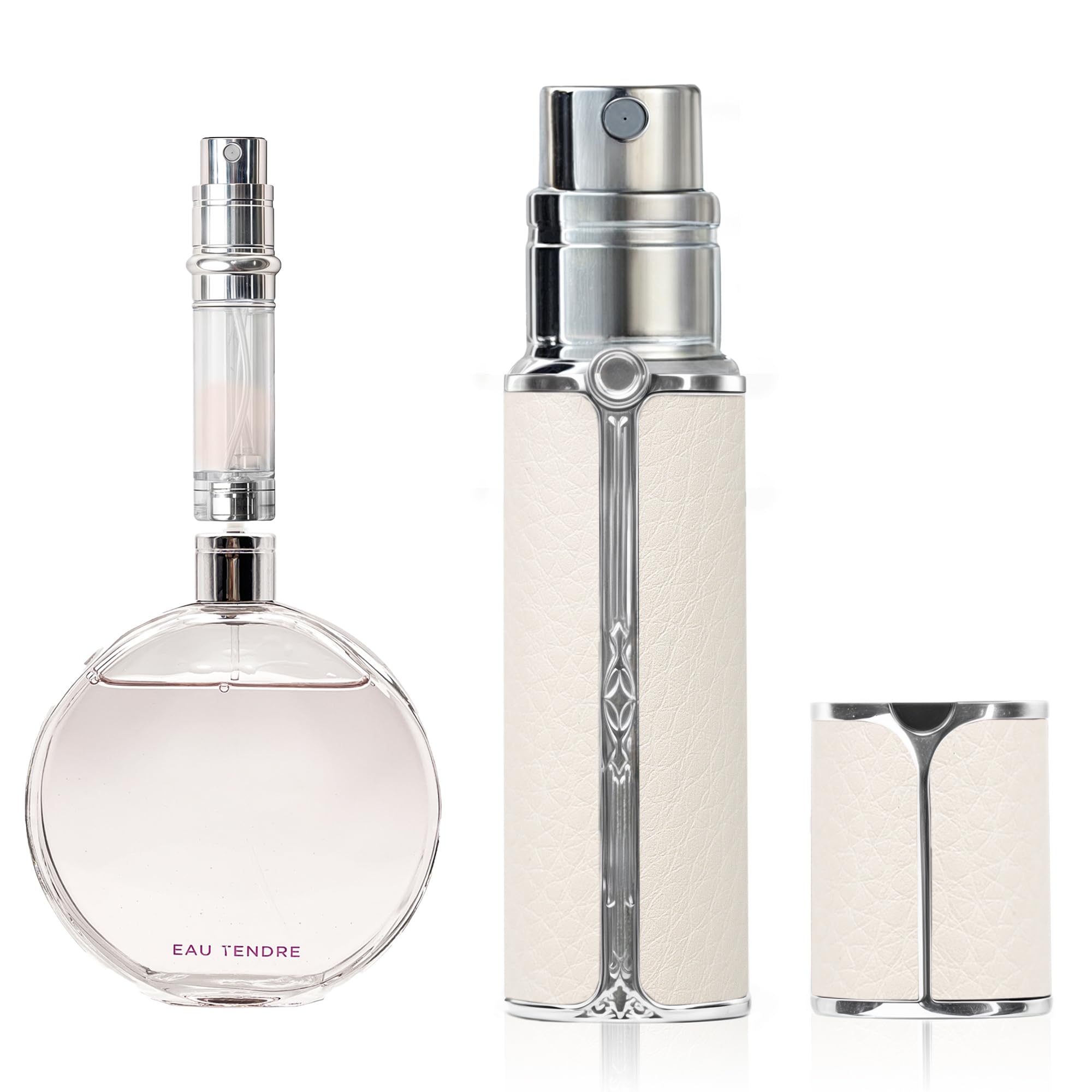 Muilsae Af01Wh Leather Perfume Atomiser, 5Ml Bottom Fill Travel Perfume Bottle, Refillable Perfume Dispenser For Women & Men (Wh