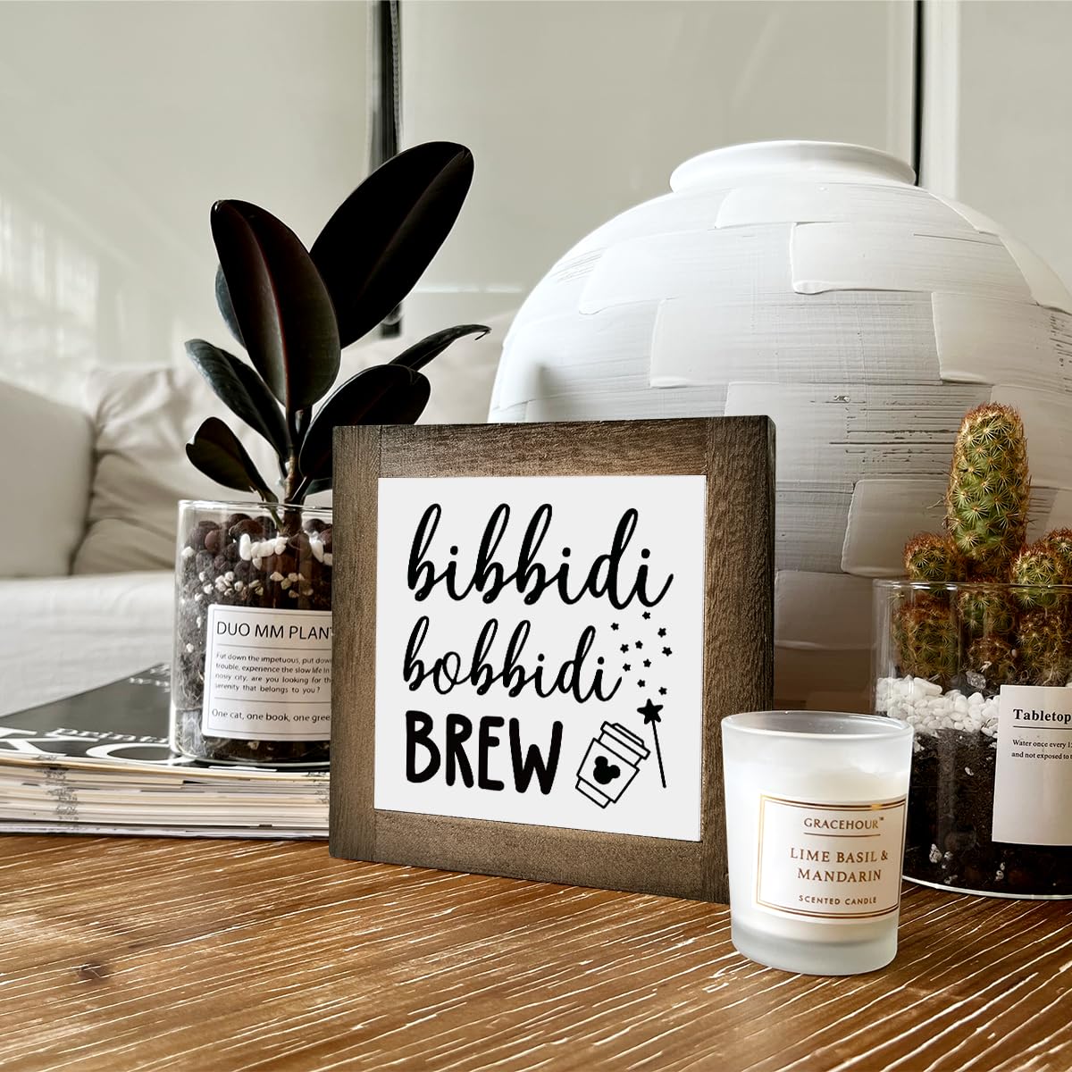 Bippity Boppity Wooden Plaque Sign, Rustic Coffee Table Sign, Kitchen & Home Decor, Tabletop Decor, Coffee & Disney Lover Gift,