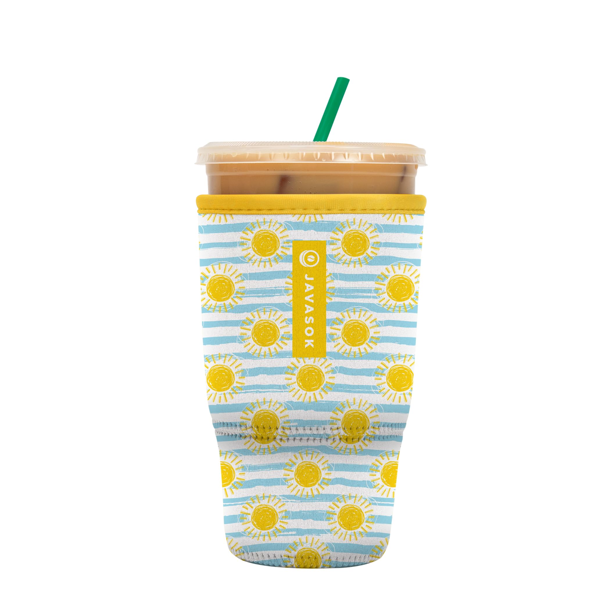Sok It JavaSok Iced Coffee & Cold Soda Insulated Neoprene Cup Sleeve (Good Day Sunshine, Large: 30-32oz)