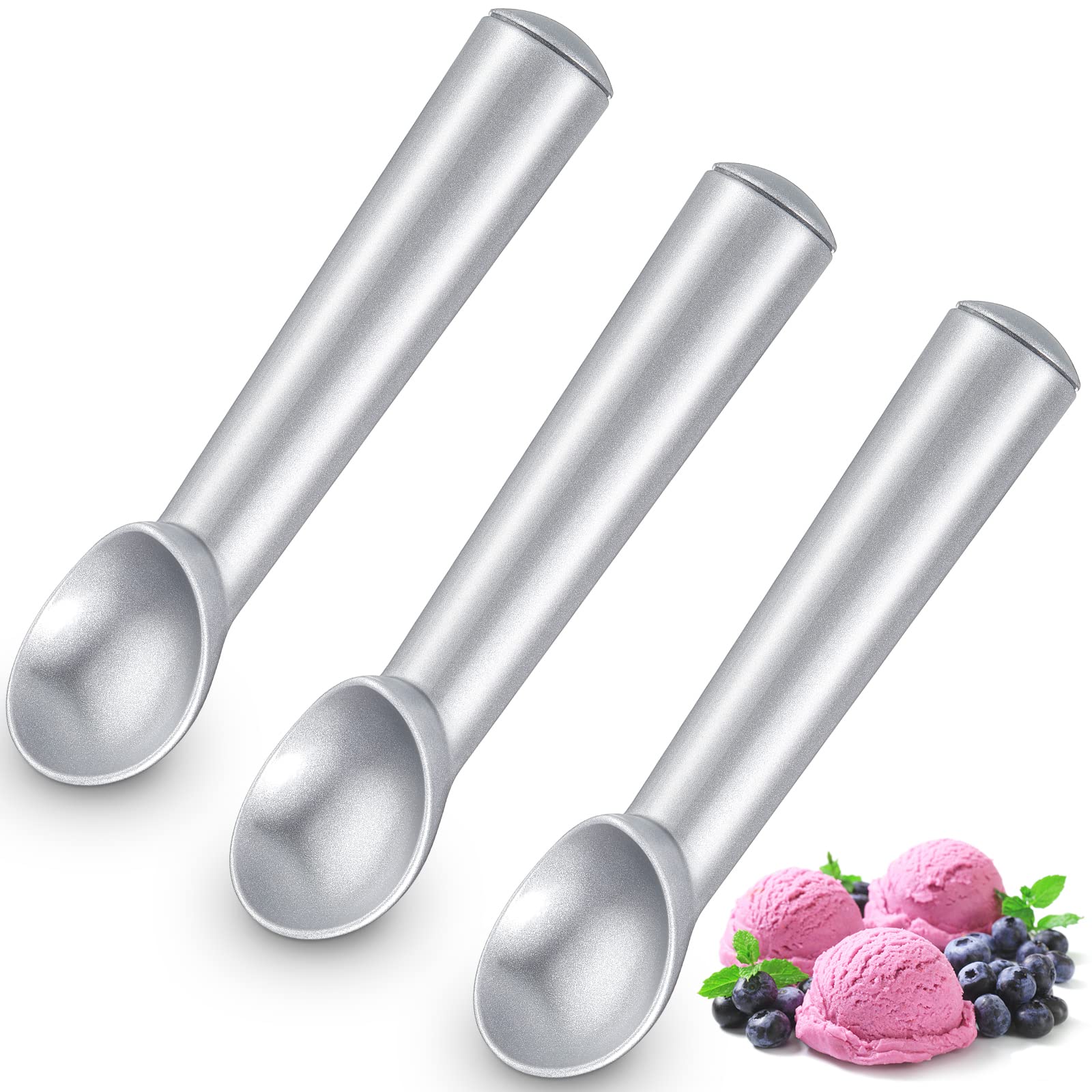 Suclain 3 Pieces Ice Cream Scoop 7 Inches Nonstick Anti Freeze Ice Cream Scooper With Comfort Handle Aluminum Alloy Design Profe
