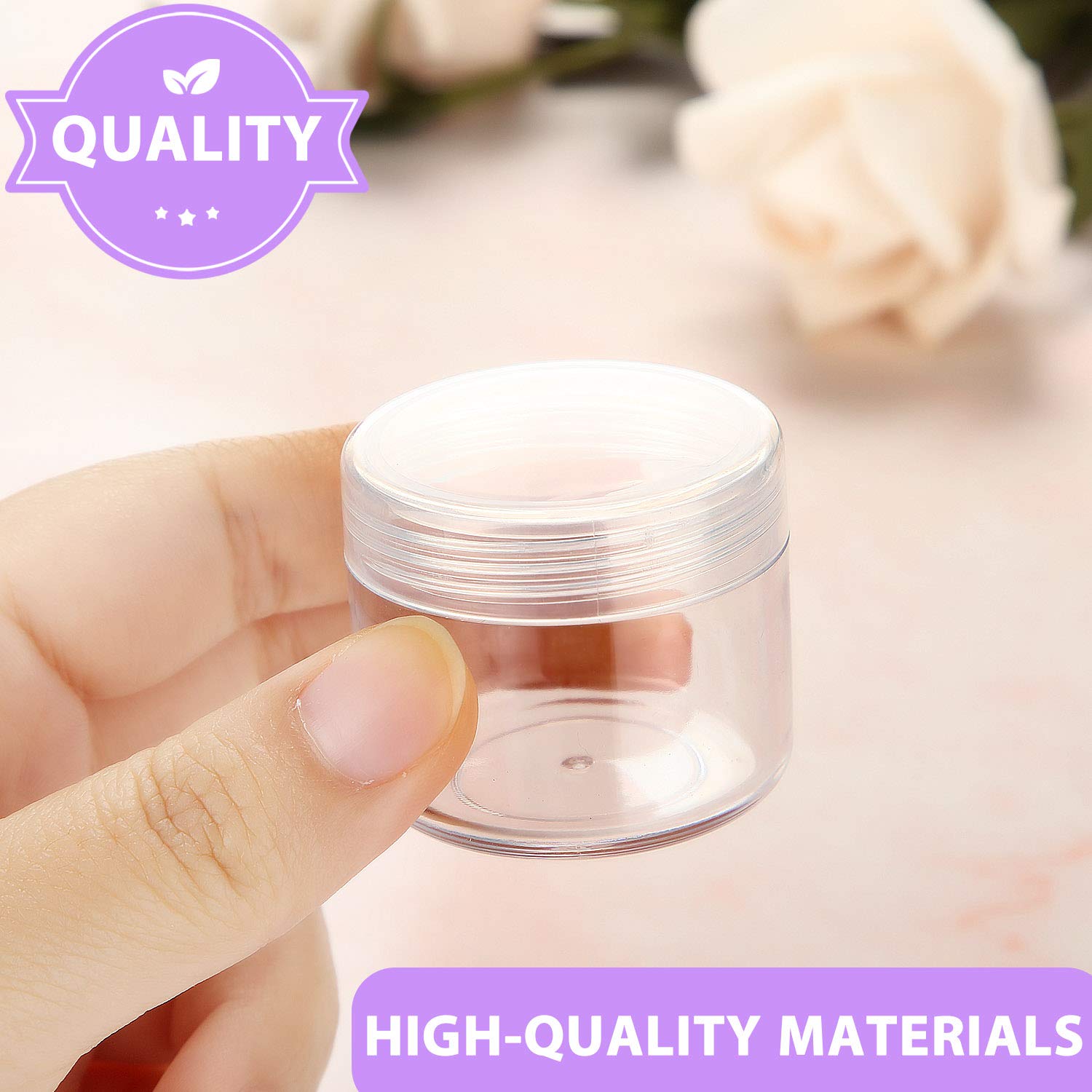 50 Pieces 20G Empty Clear Plastic Pot Jars With Lids Round Cosmetic Sample Containers Mini Travel Jars For Storage Of Creams Lip