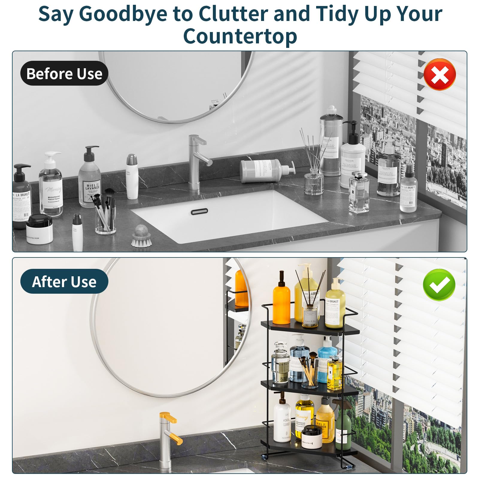 Boivshi 3-Tier Bathroom Organizer, Bathroom Counter Organizer, Bathroom Organizers And Storage For Bathroom, Kitchen Counter, Co