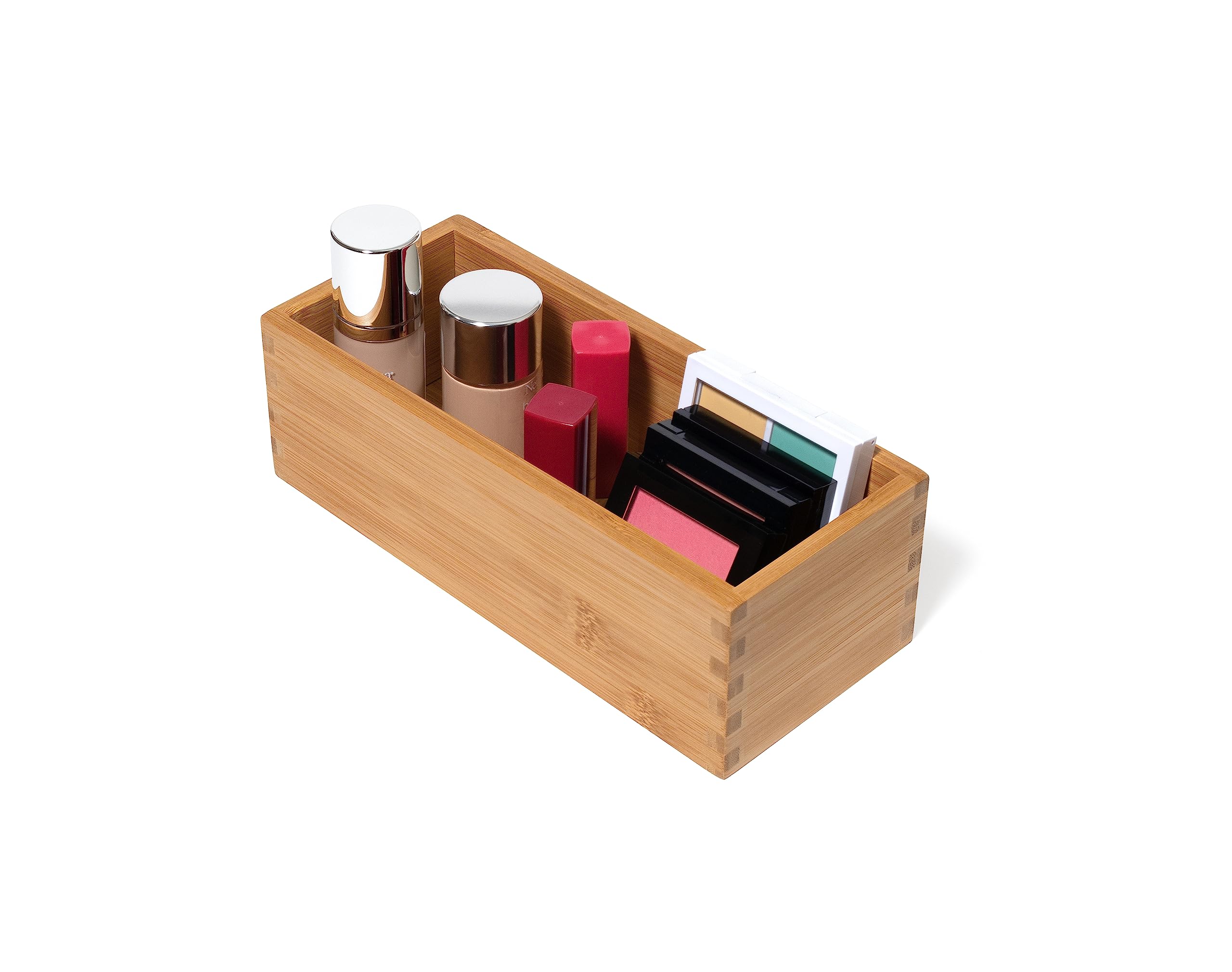 Lipper International Bamboo Utensil Holder Storage Box For Cooking Tools, Makeup, Or Office Supplies, 4'' X 9 1/4'' X 3''