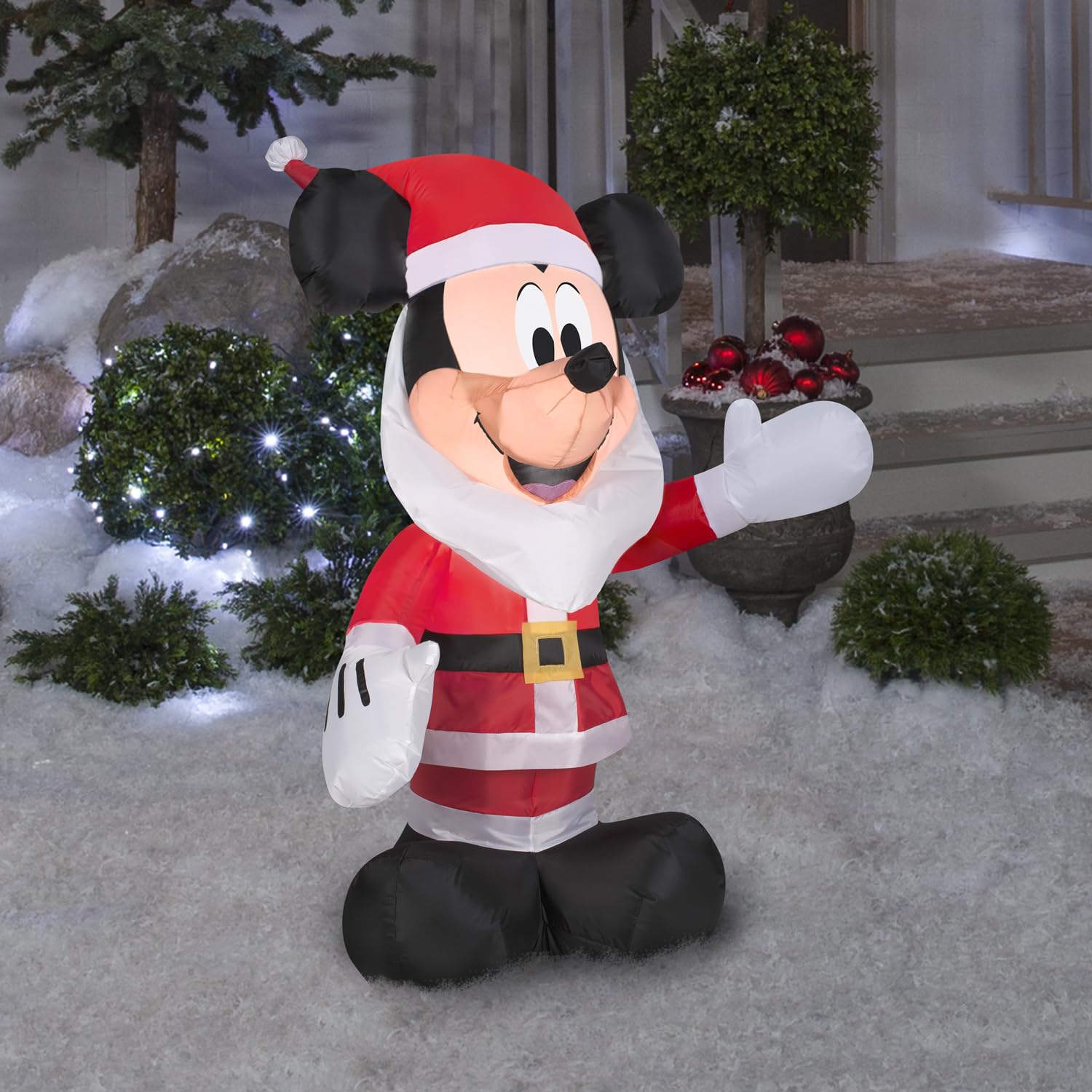 Gemmy Inflatables 3.5  Mickey Mouse with Santa Beard Disney Holiday Decor