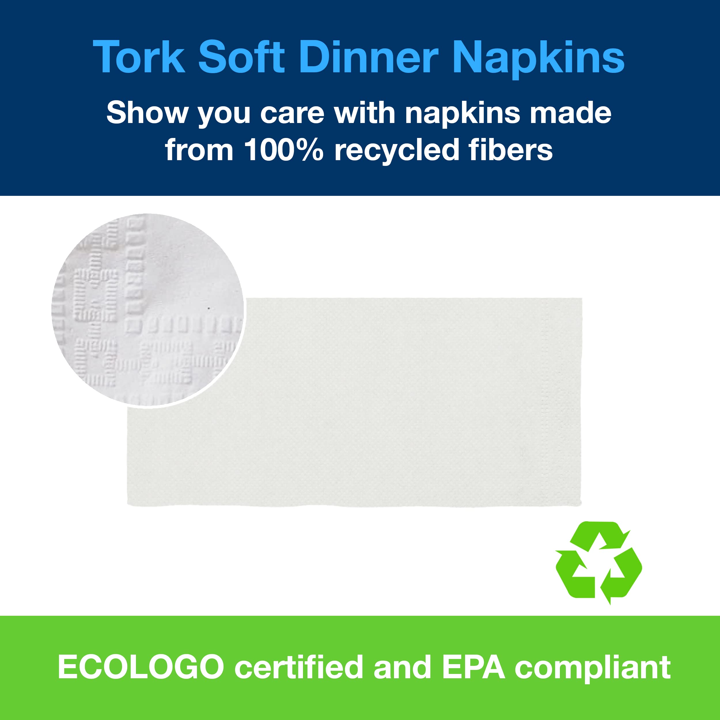 Tork White Soft Dinner Napkin, 1/8 Fold 2-Ply, 15'' X 17, 28 X 100 Napkins, Np528Pa