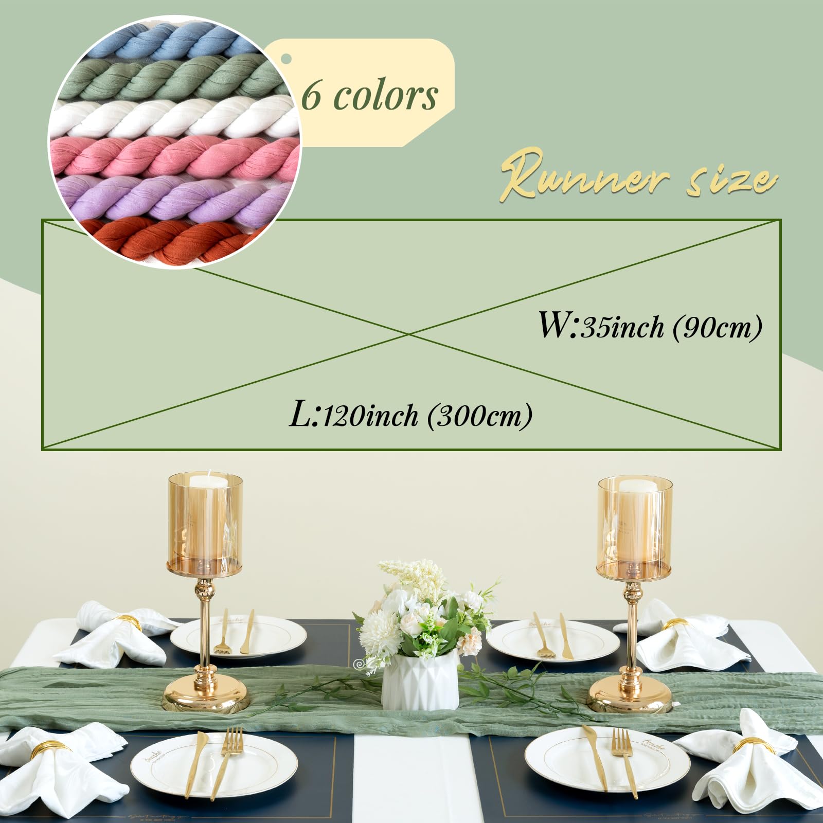 12 Pack Cheesecloth Table Runner 10Ft Boho Rustic Gauze Cheese Cloth Table Runner For Wedding Party Bridal Baby Shower Birthday