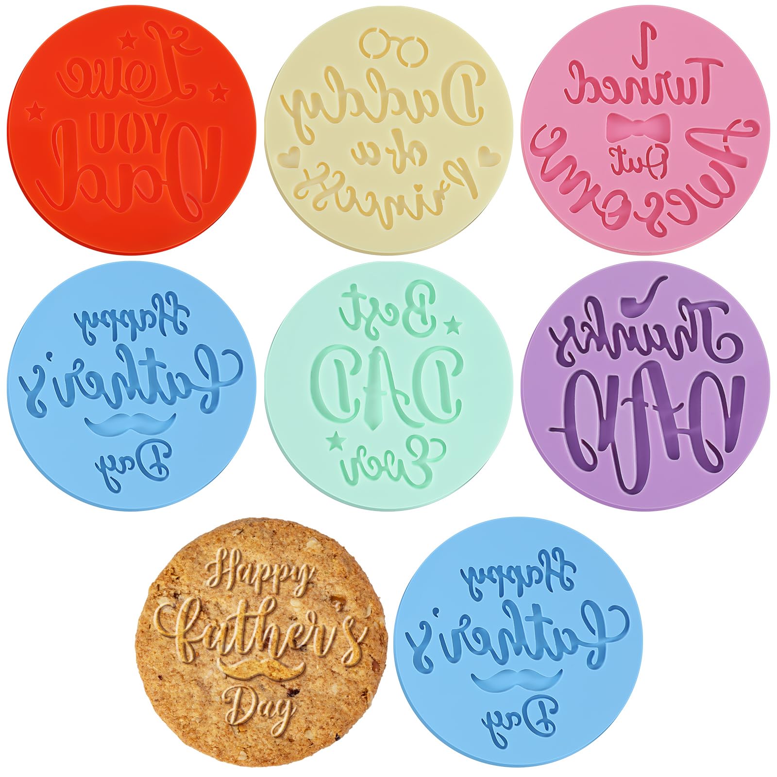 Zubebe 6 Pcs Cookie Stamp Tool Cake Embosser Cutters Mini Cake Mold Fondant Stamp 3D Design Cookie Embosser for Party Supplies K