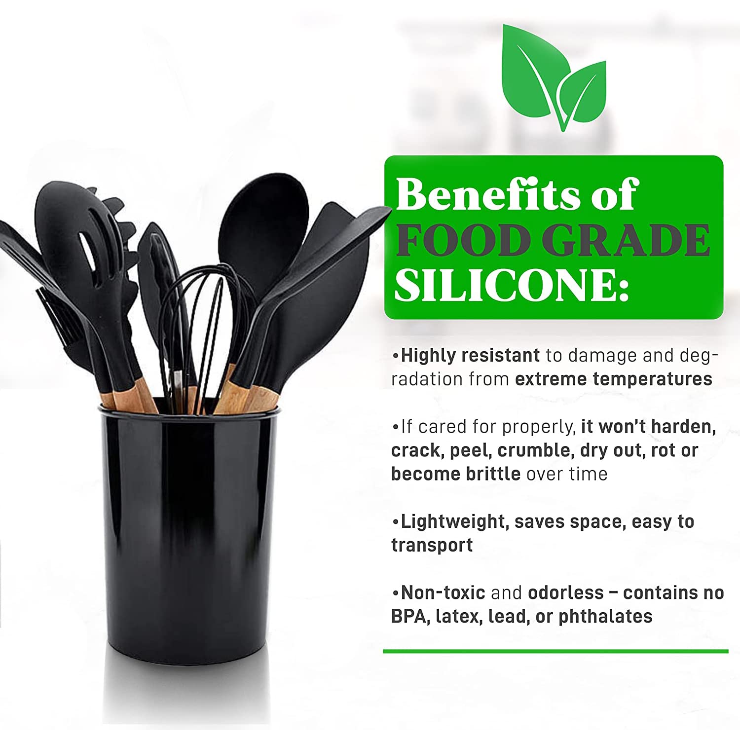 12 Pieces Kitchen Silicone Utensils Sets Cooking Utensils Sets Wooden Handle Spoon Tong Heat Resistant Non Stick Cookware Spatul