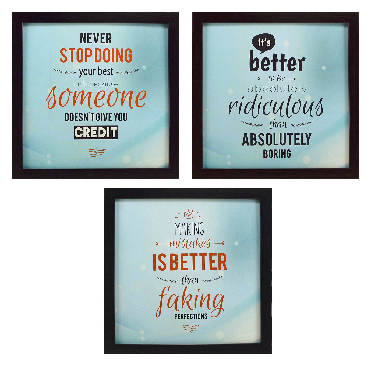 Indianara 3 Piece Set of Framed Wall Hanging Motivational Office Decor Art Prints 8.7 INCH X 8.7 INCH Without Glass