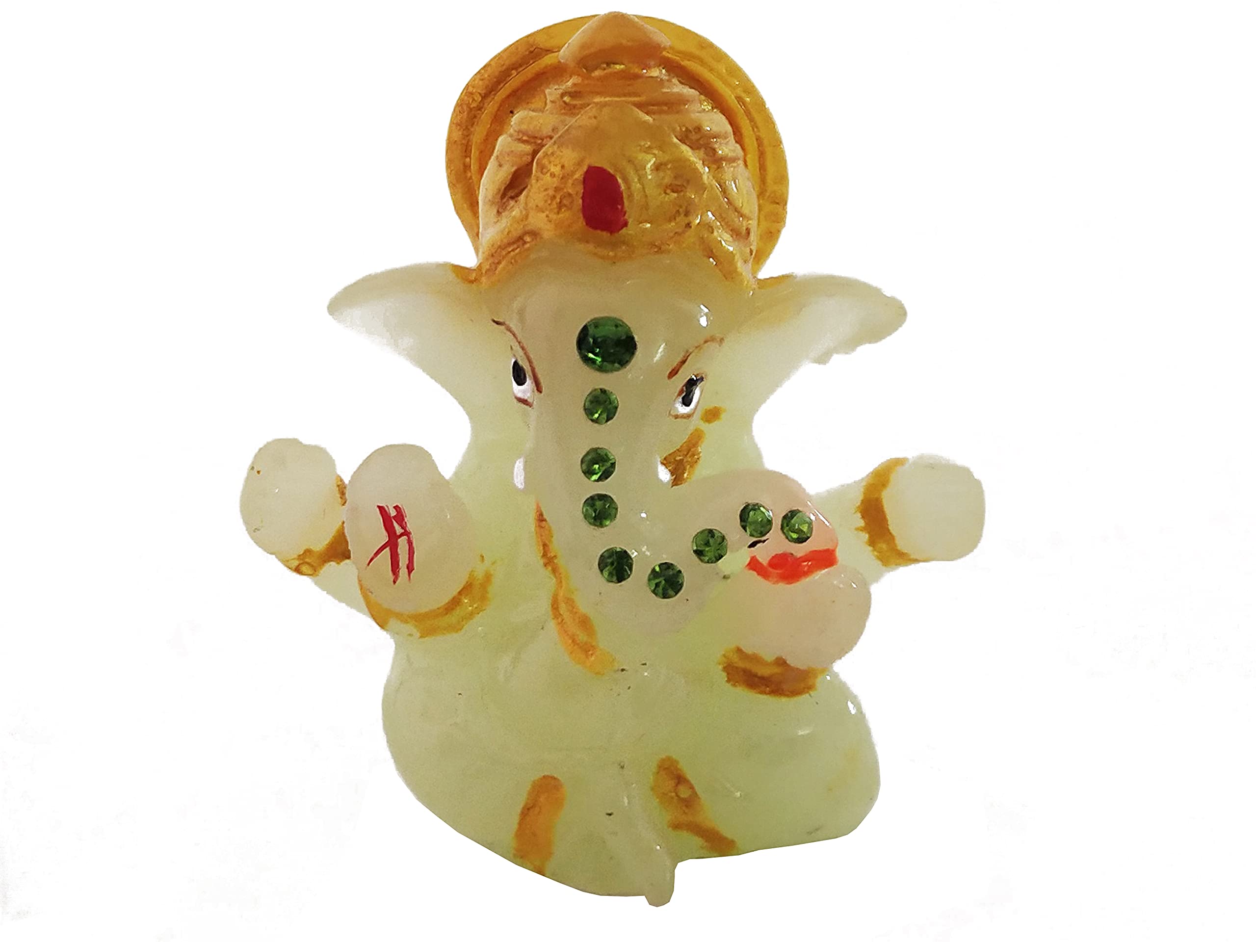 Wolkomhome - Ganesh Idol For Car, Dashboard Pooja Room, Home Puja, Gift, Small Marble Idols D?Cor (Size 3X2.5 Inch) Glow In Dark