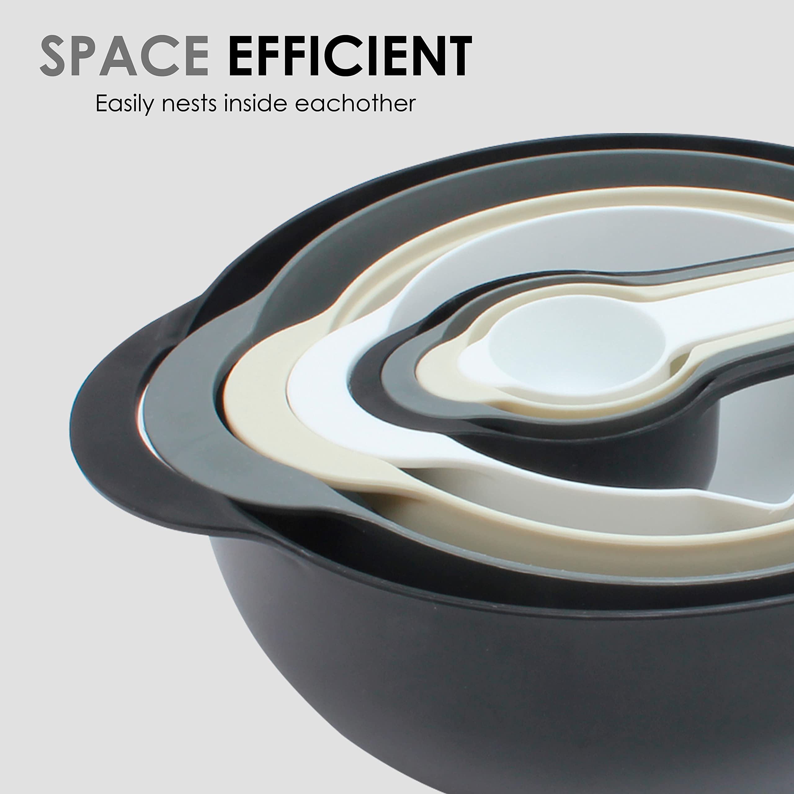 Cook With Color Nesting Bowls With Measuring Cups Colander And Sifter Set - Includes Mixing Bowls, Colander, Sifter And Measurin