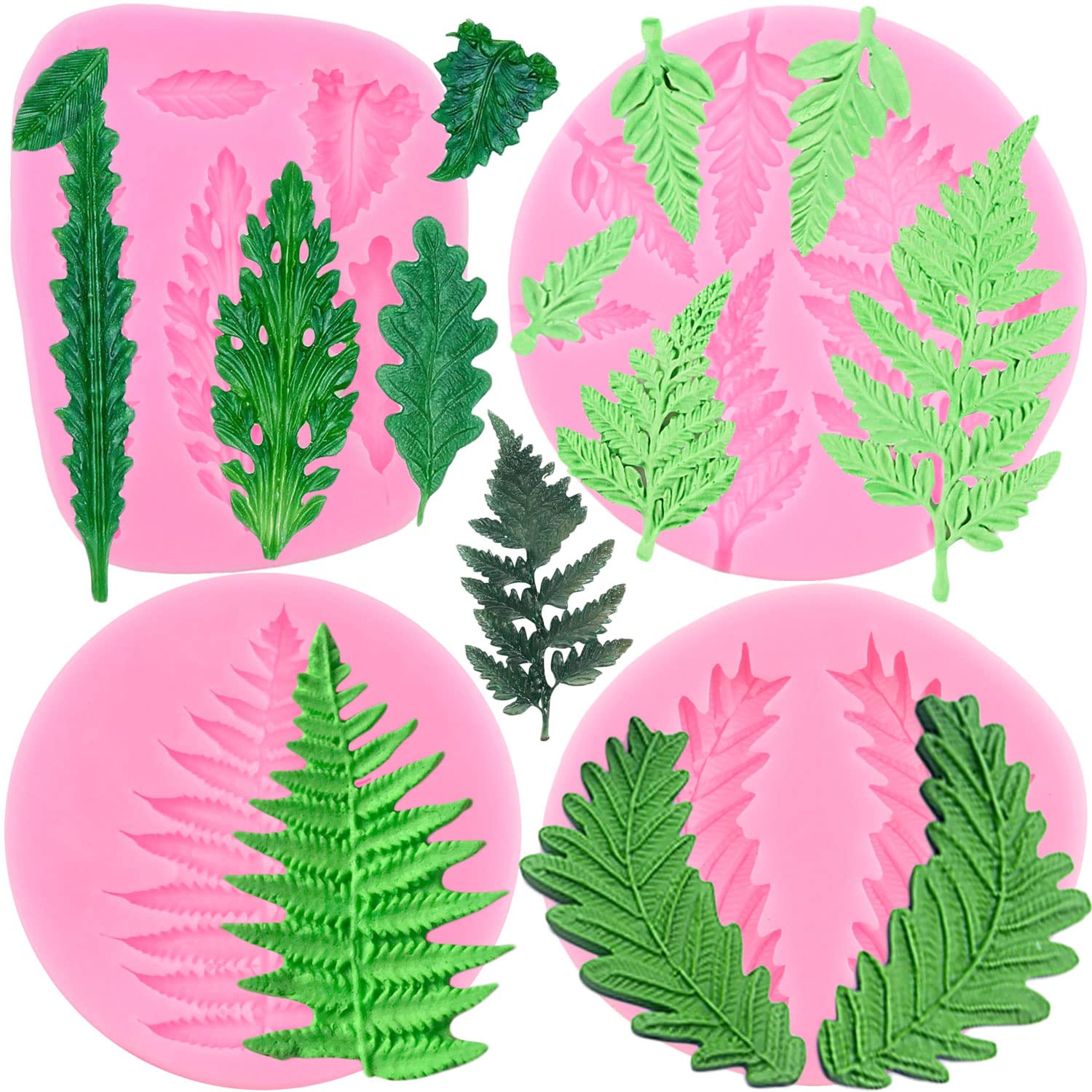 Zixiang Tree Leaf Silicone Mold Fern Leaves Fondant Molds For Cake Decoration Cupcake Topper Chocolate Candy Resin Polymer Clay