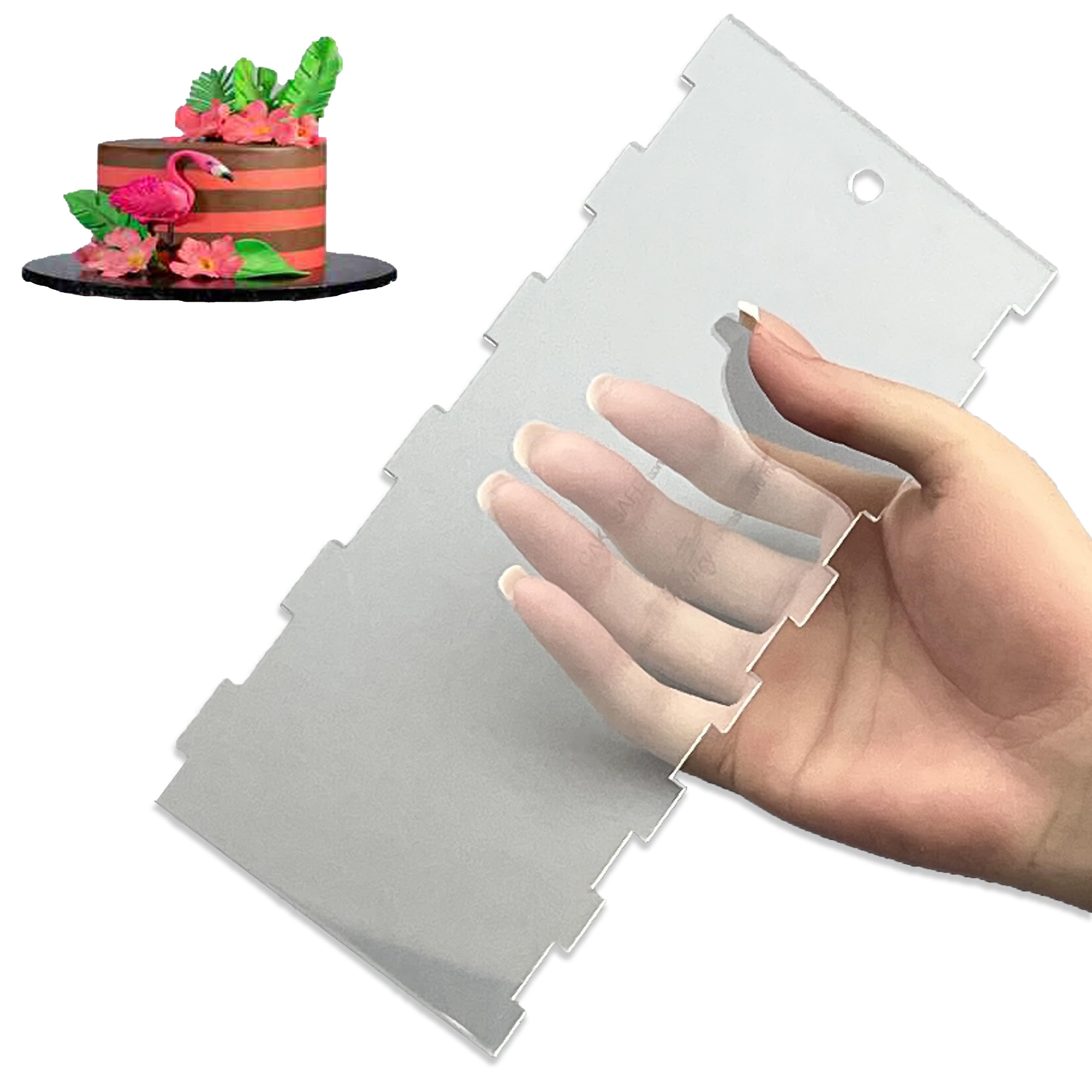 Cakesafe Clear Acrylic Henry 8 Inch Decorating Comb, Unique Cake Comb For Decoration, Frosting Comb And Buttercream Tools