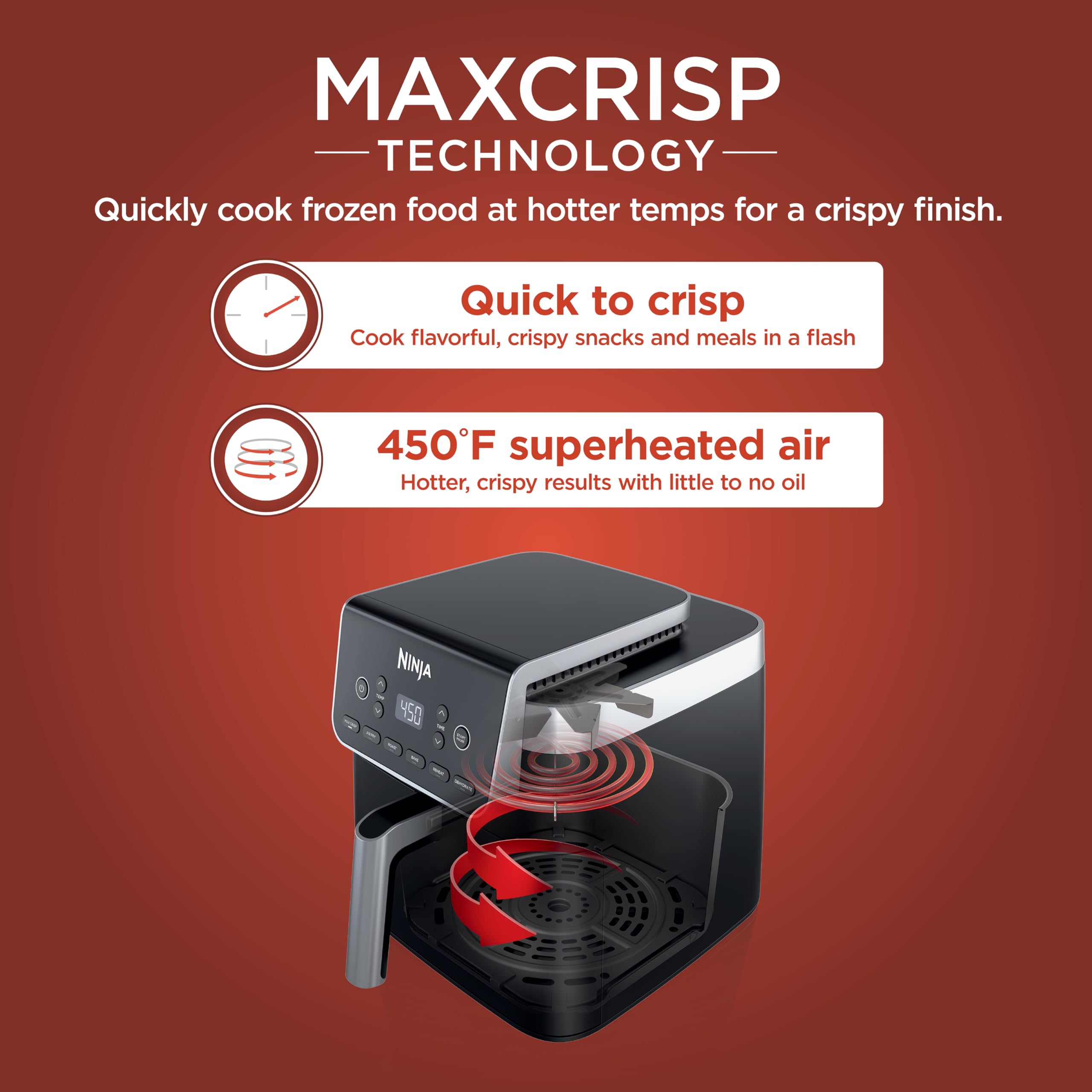 Ninja Air Fryer Pro XL AF181, 6.5 QT, Max Crisp Technology, Nonstick Basket, Grey