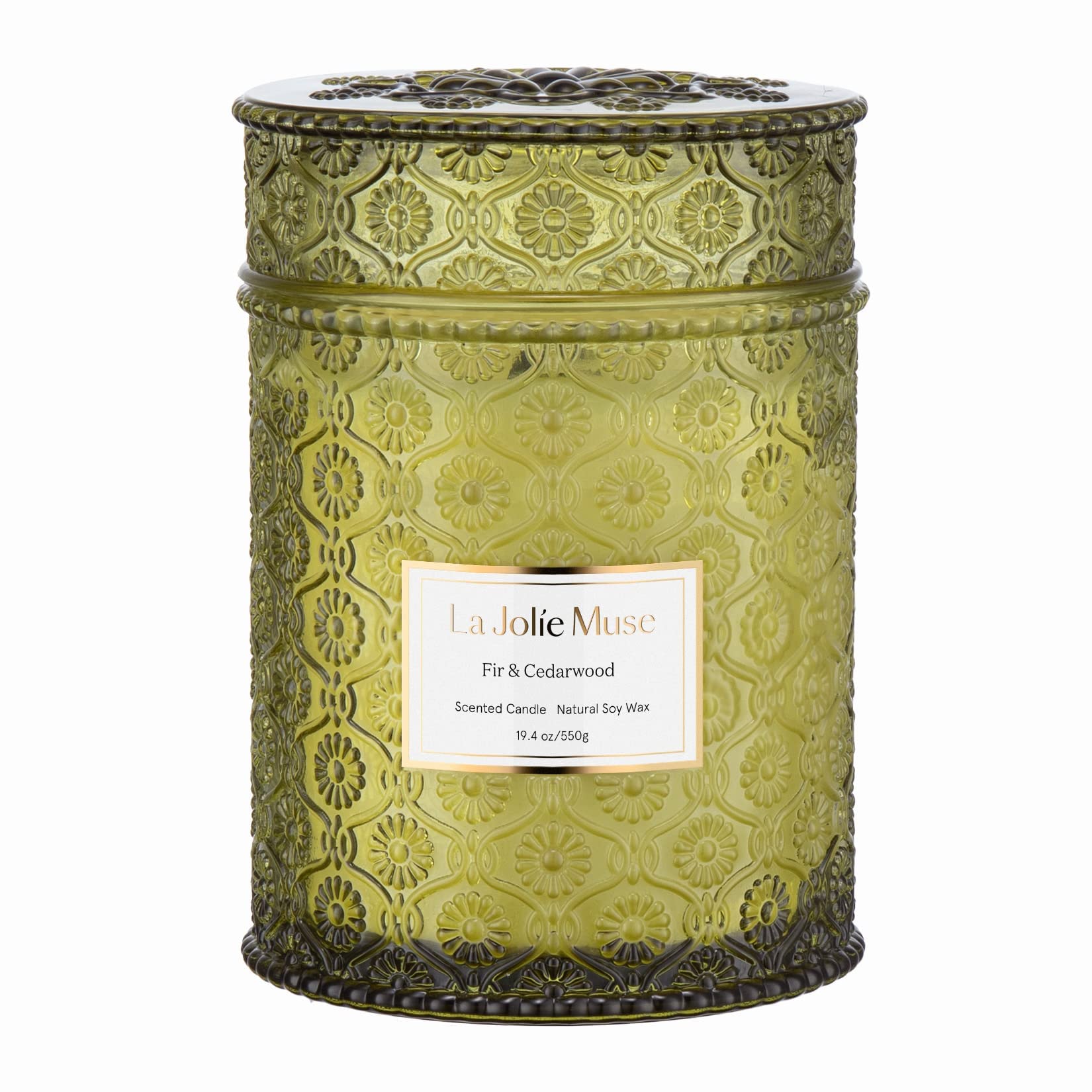 LA JOLIE MUSE Christmas Candles, Fir & Cedarwood Scented Candle, 19.4 Oz Large Winter Holiday Gift Candle, Wood Wicked Candle fo