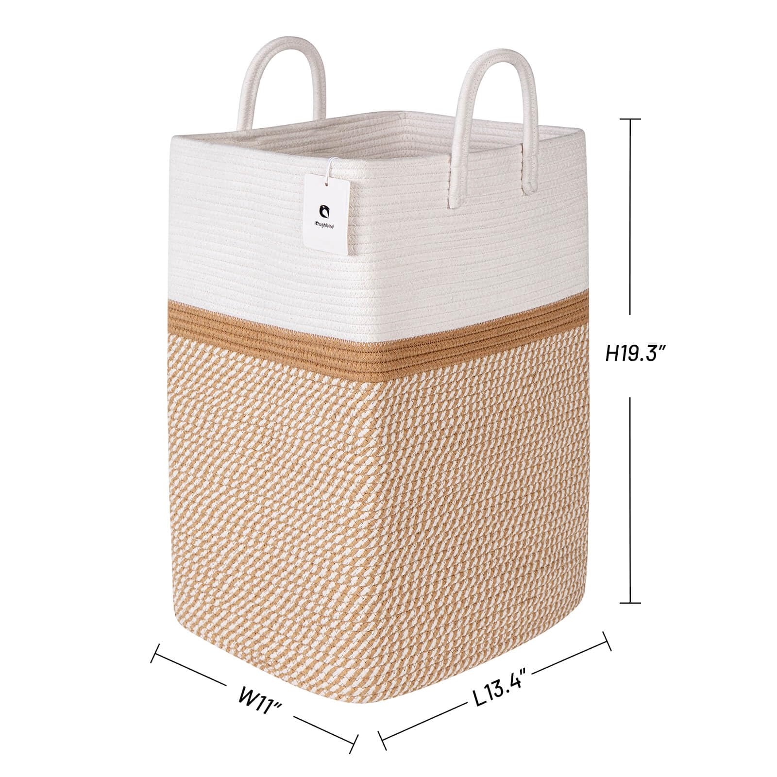 Laughbird Tall Laundry Basket,Woven Cotton Rope Laundry Hamper Sorters, Versatile Storage For Dirty Clothes,Baby Toys,And Blanke