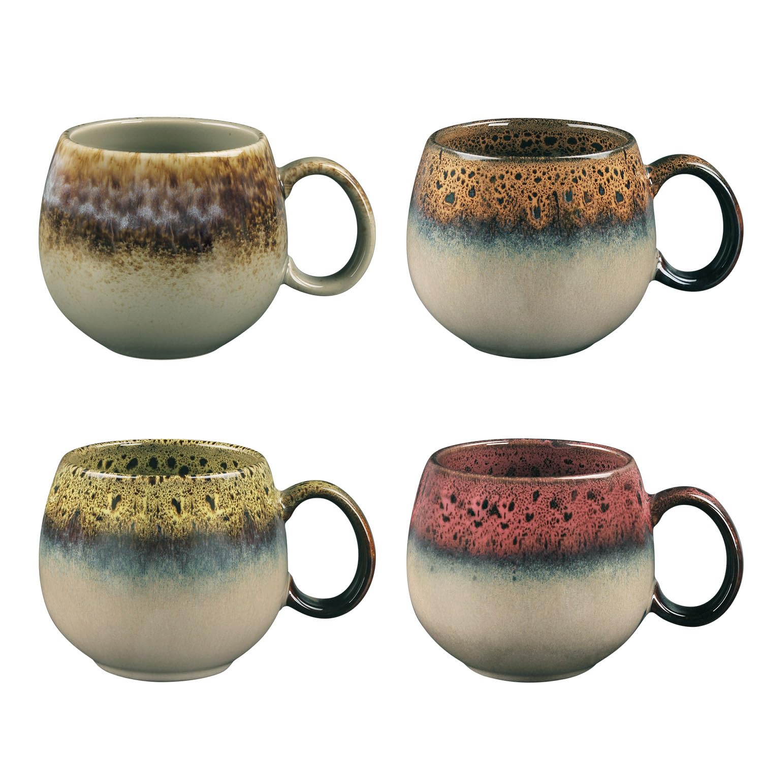 jinsongdafa 16.9 oz Coffee Mugs, Ceramic Coffee Mugs with Texture Patterns, Modern Coffee Mugs Set of 4, for Tea Latte Cappuccin