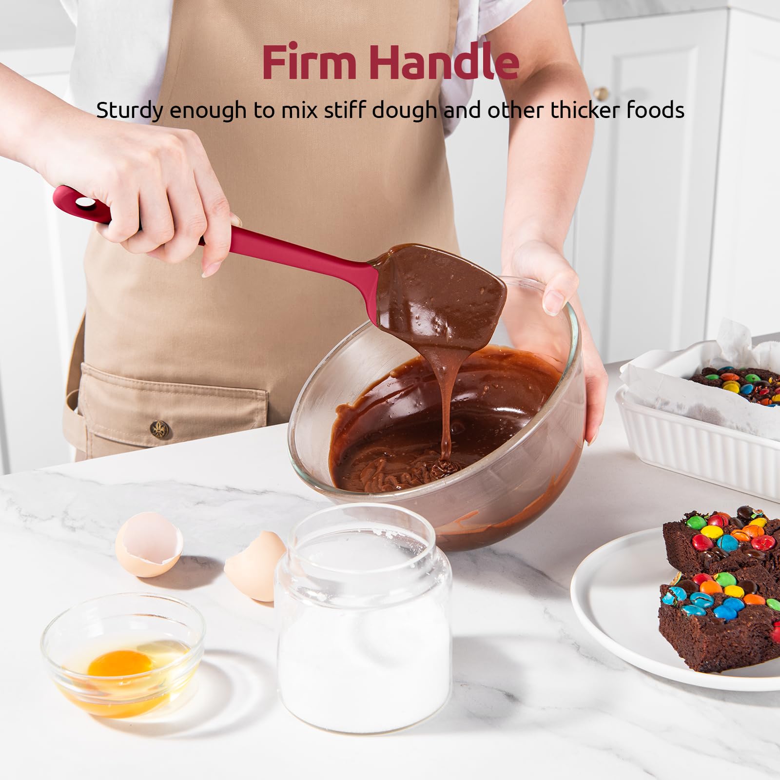 U-Taste Silicone Spoon Spatula Set, 600Af High Heat Resistant Bpa-Free Flexible Rubber Scraper, One-Piece Cooking Mixing Baking