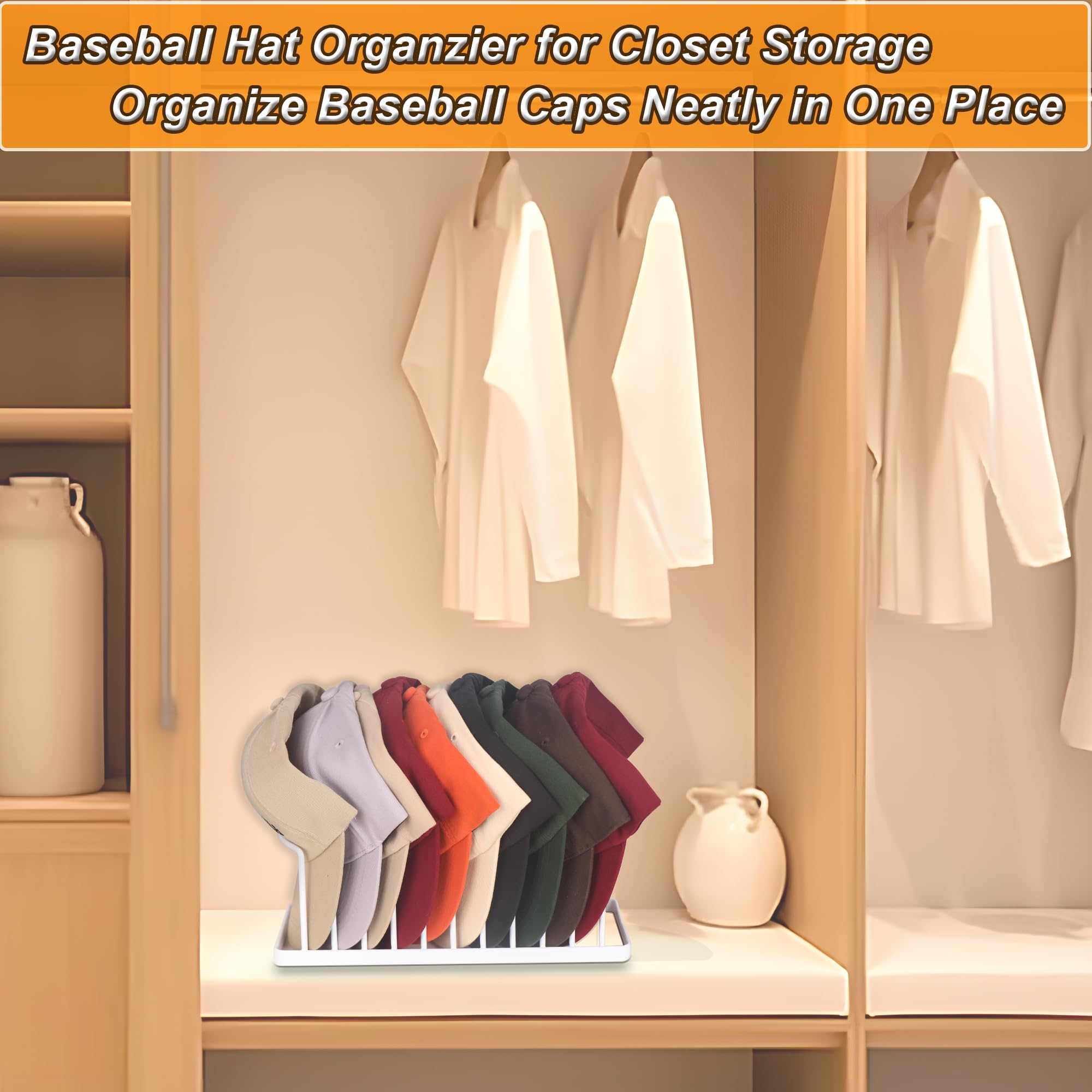 Yiseyruo Hat Organizer For Baseball Caps - Space Saving Hat Stand Hold 10 Caps - Premium Metal Hat Rack For Baseball Caps Displa