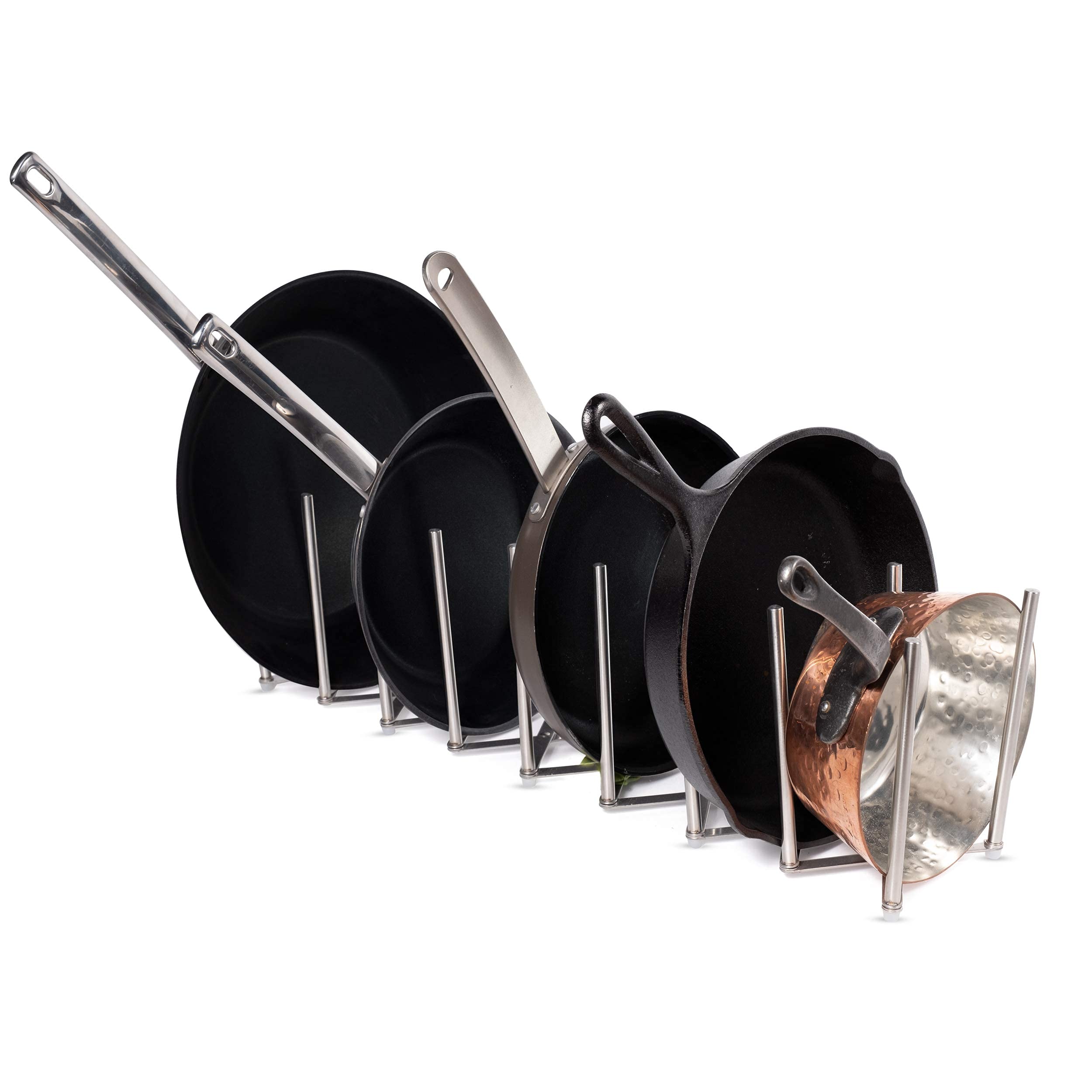Brightmaison Bgt Stal Pots And Pans Organizer For Cabinet, Pot Lid & Plate Holder Adjustable Kitchen Organization Unit Stainless