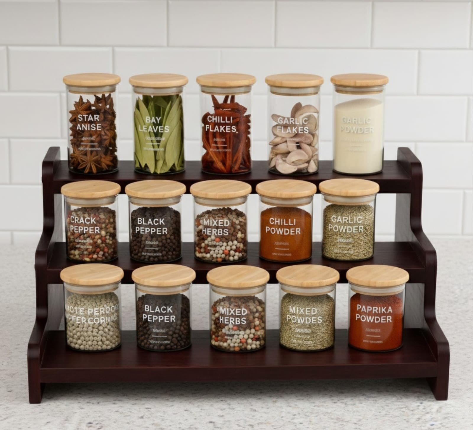 3 Tier Kitchen Counter Organiser | Wooden Kitchen Organizer Rack | Spice Rack | Masala Organizer Rack | Aesthetic Kitchen Items 