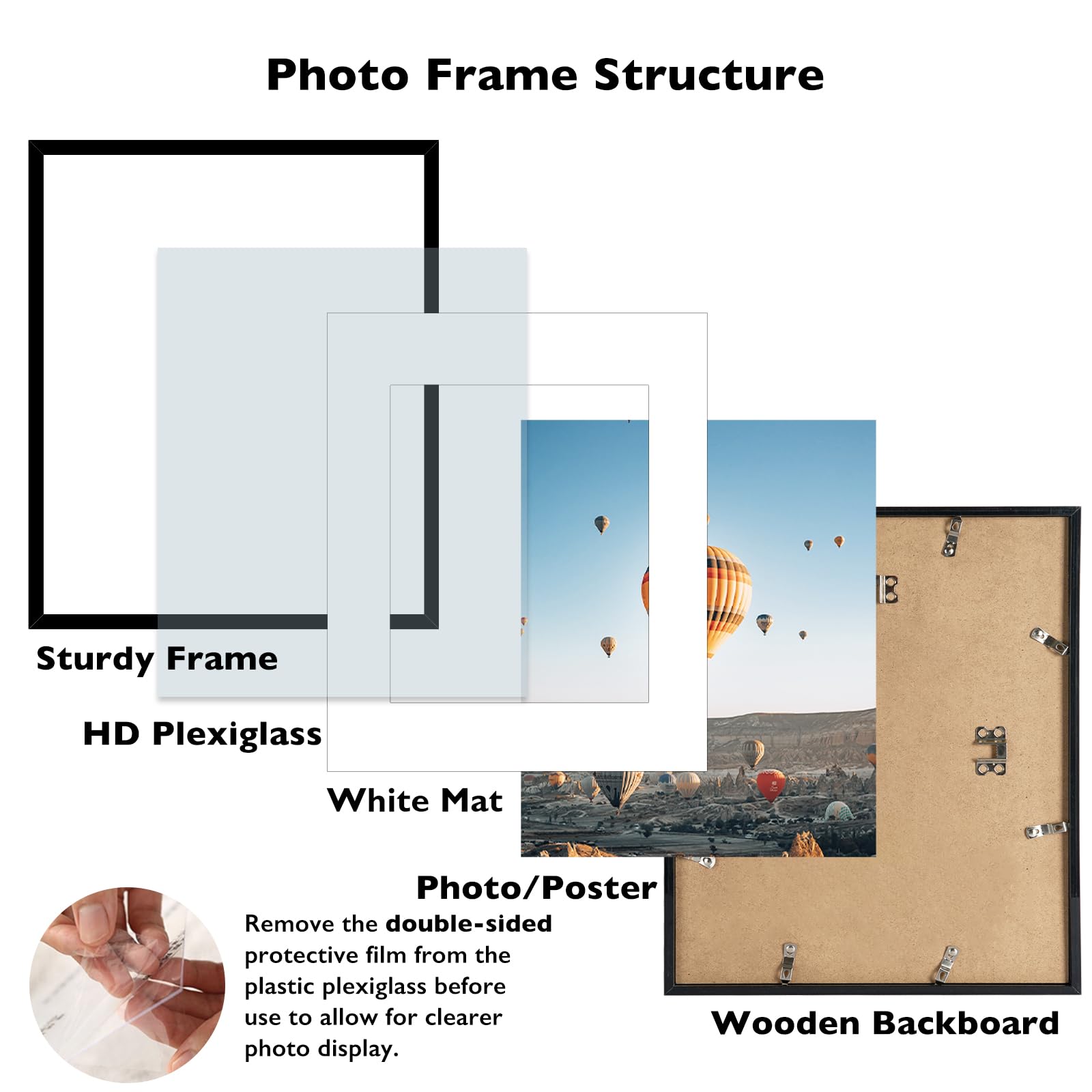 JCJMY 16x22 Picture Frame with 12x18 Mat, Display Photo 12x18 with Mat or 16 x 22 Without Mat, Wall Hanging Large 16 by 22 Poste