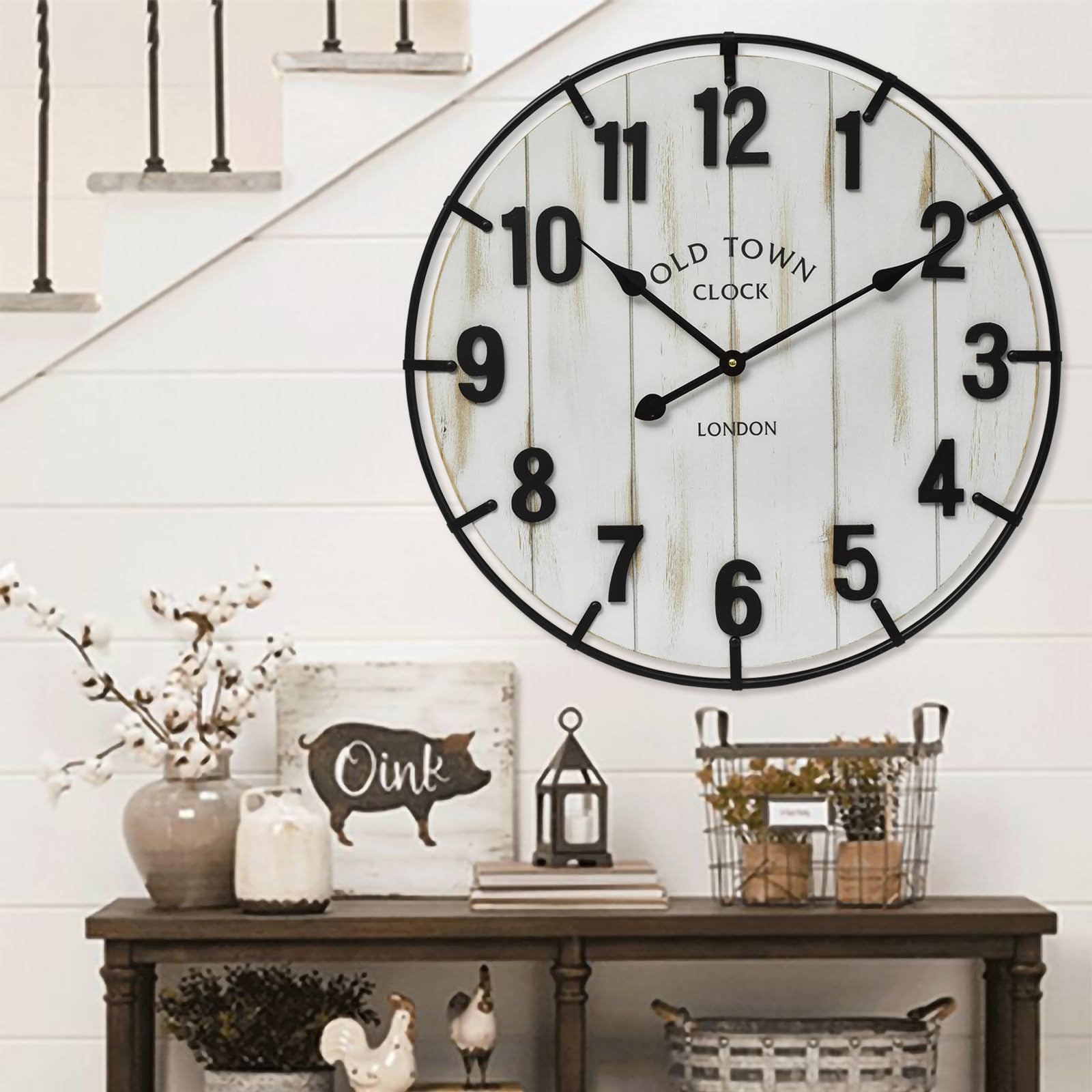 Emax Home Farmhouse Wall Clock 003Wh-60