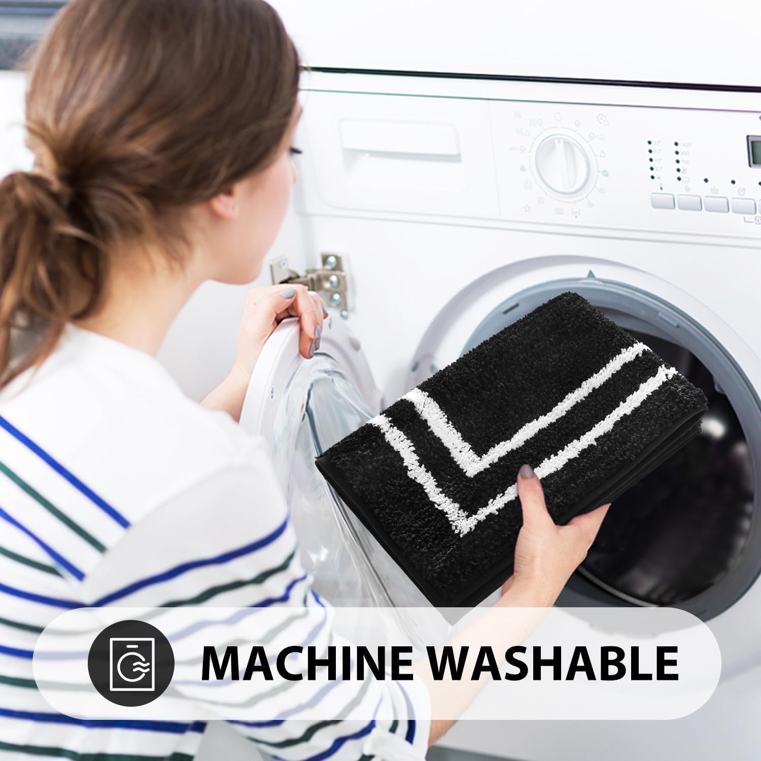 Uphome Bath Mats For Bathroom Non Slip, Plush Microfiber Large Bathroom Rugs, Water Absorbent Bathroom Shower Mat, Machine Washa