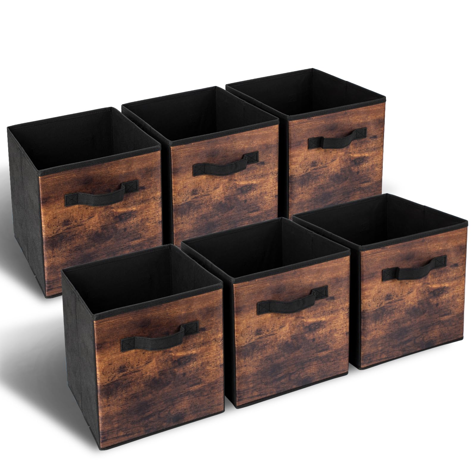 Ewes 13 Inch Fabric Storage Cubes, 6 Pack Foldable Storage Bins With Handle, Storage Baskets Box For Shelves, Closet, Organizer,