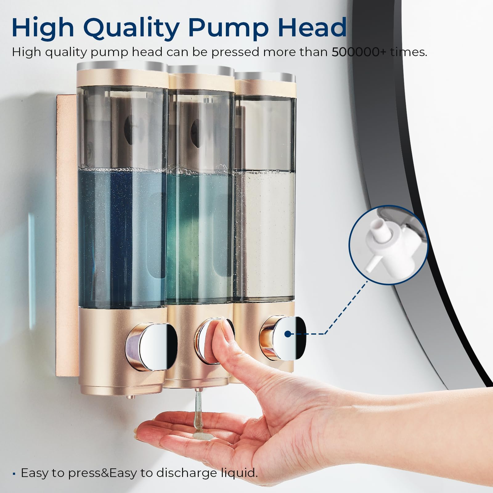 Pollock Shampoo And Conditioner Dispenser, Shower Soap Dispenser 3 Chamber No Drill Shampoo Dispenser For Shower Wall Mounted Sh