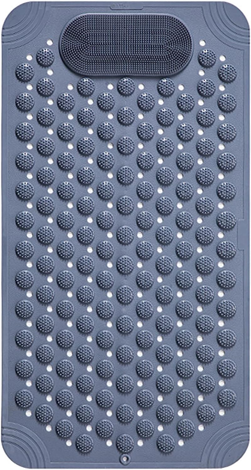 Jugte Anti Skid Bath Mat With Foot Scrubber For Bath Room Shower Mat With Suction Cups & Drain Holes Silicone Floor Mat For Kids