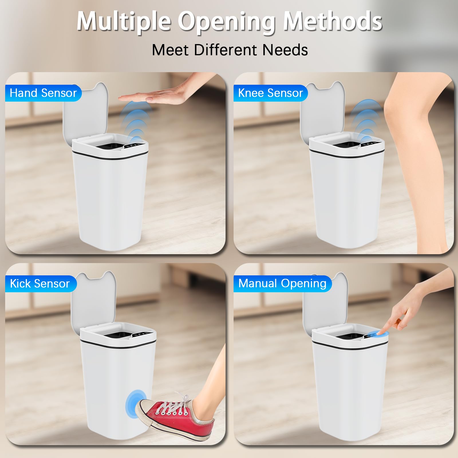 2 Pack Automatic Small Bathroom Trash Can With Lid - 2.5 Gallon Touchless Electric Garbage Can, Motion Sensor Smart Trash Bin, S