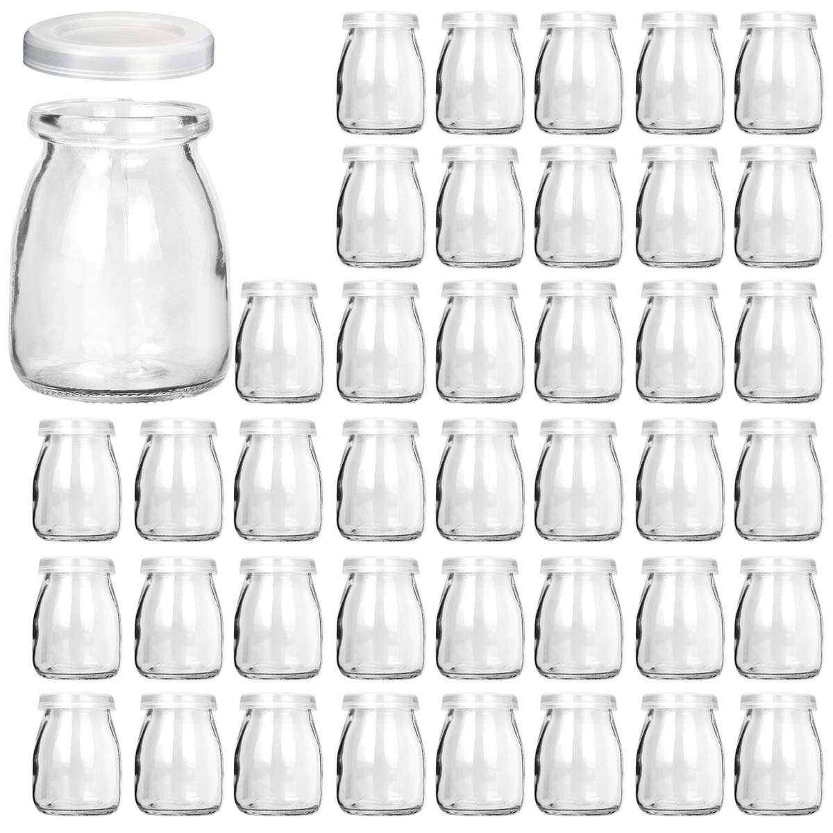 Kamota Glass Jars, 40 Pack 4 Oz Clear Yogurt Jars With Pe Lids, Glass Pudding Jars Yogurt Jars Ideal For Jam, Honey, Wedding Fav