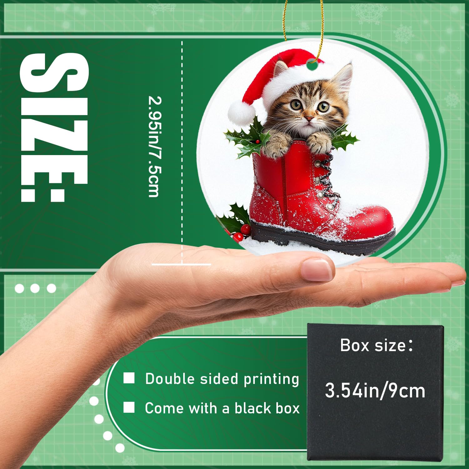 Christmas Ornaments Christmas Home Decor - Cute Cat in A Christmas Boot - Christmas Tree Decoration Ceramic Ornament,Holiday Pre