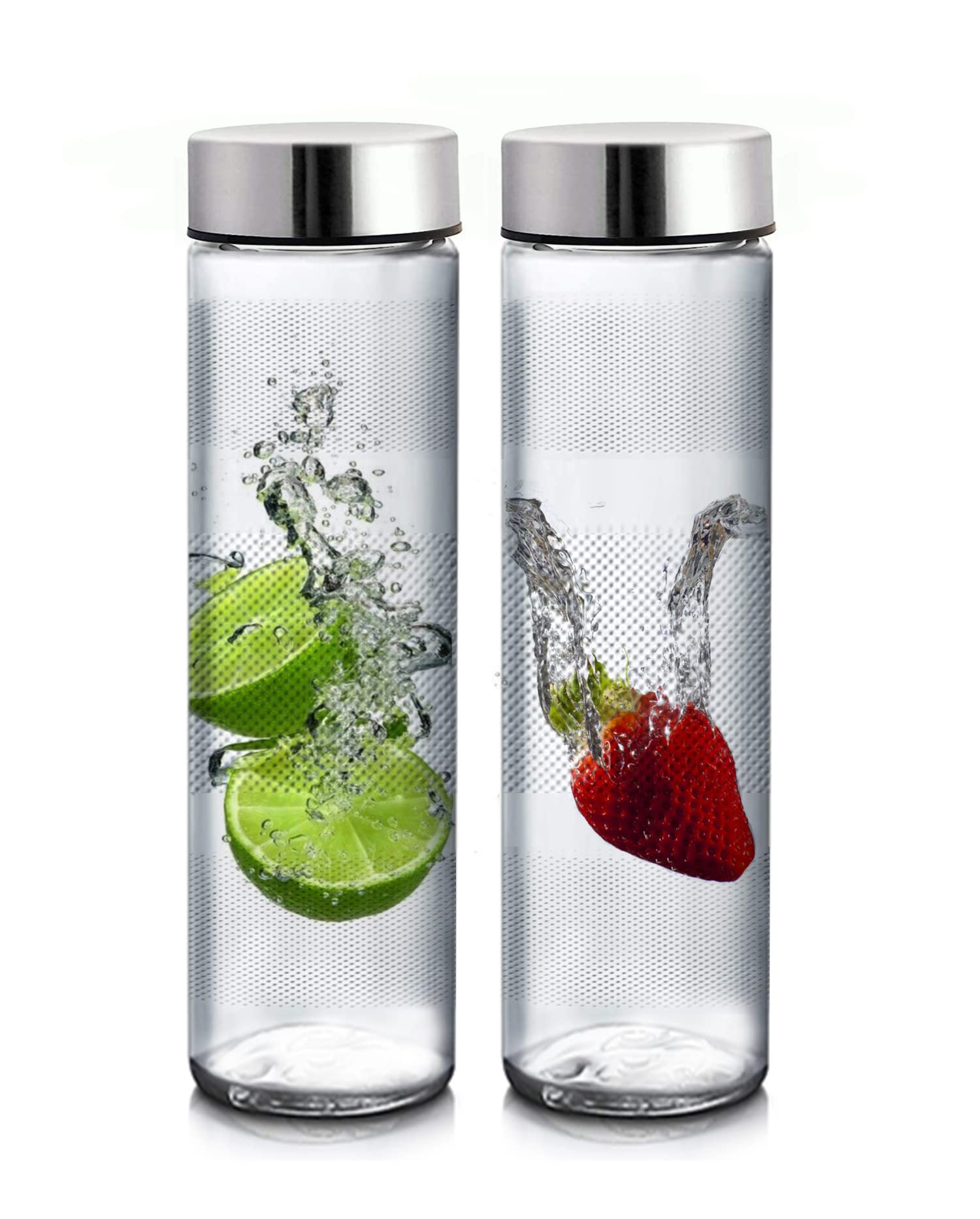 Brezzycloud Glass Food Grade Wide Mouth Airtight Water Bottle with LeakProof Double Layer Stainless Steel Lid  Water, Smoothie