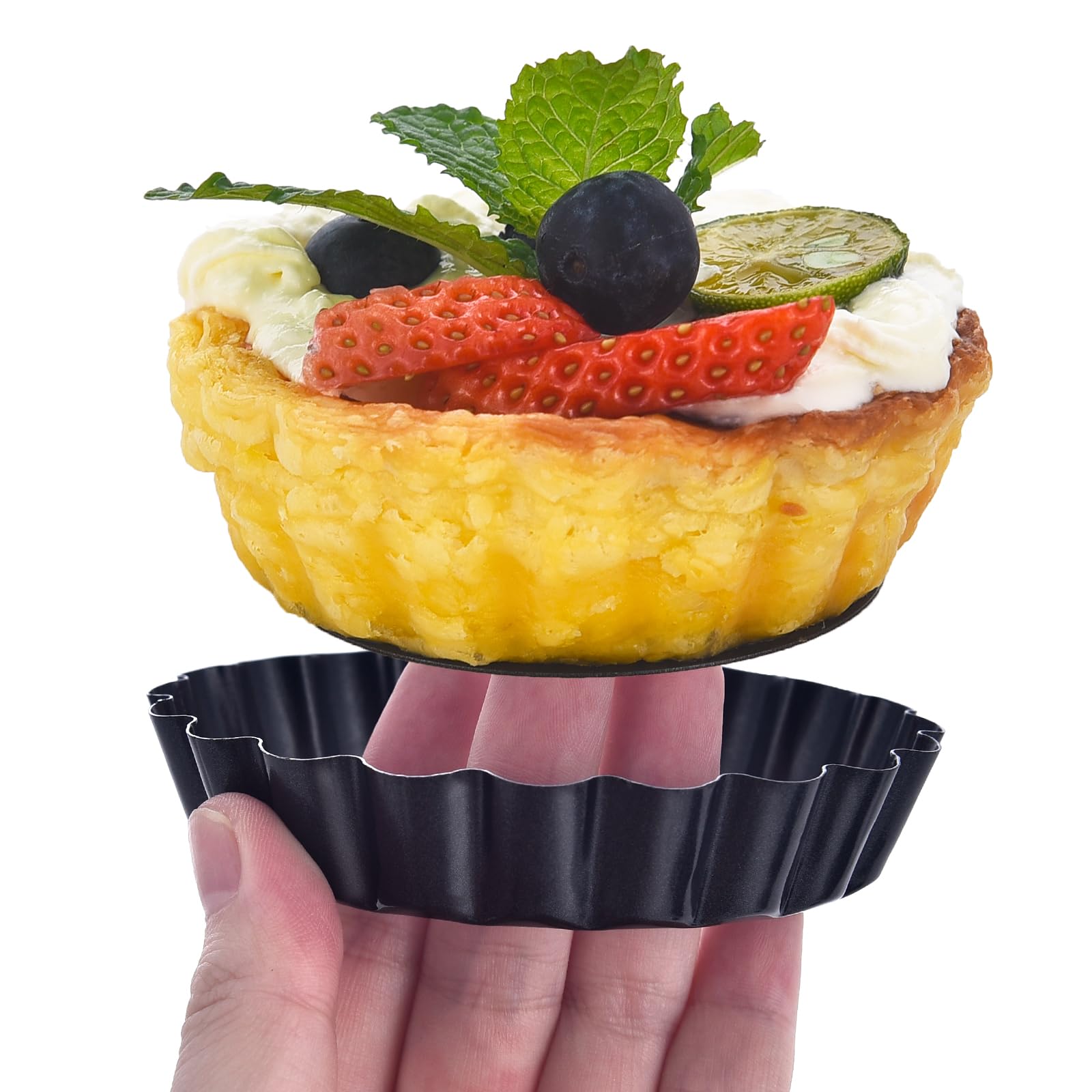 Datanya 8 Pack Tart Pan 95 Inch & 4 Inch Mini Tart Pans Removable Bottom Quiche Pan Non-Stick Deep Baking Dish Pie Pan Heavy Dut