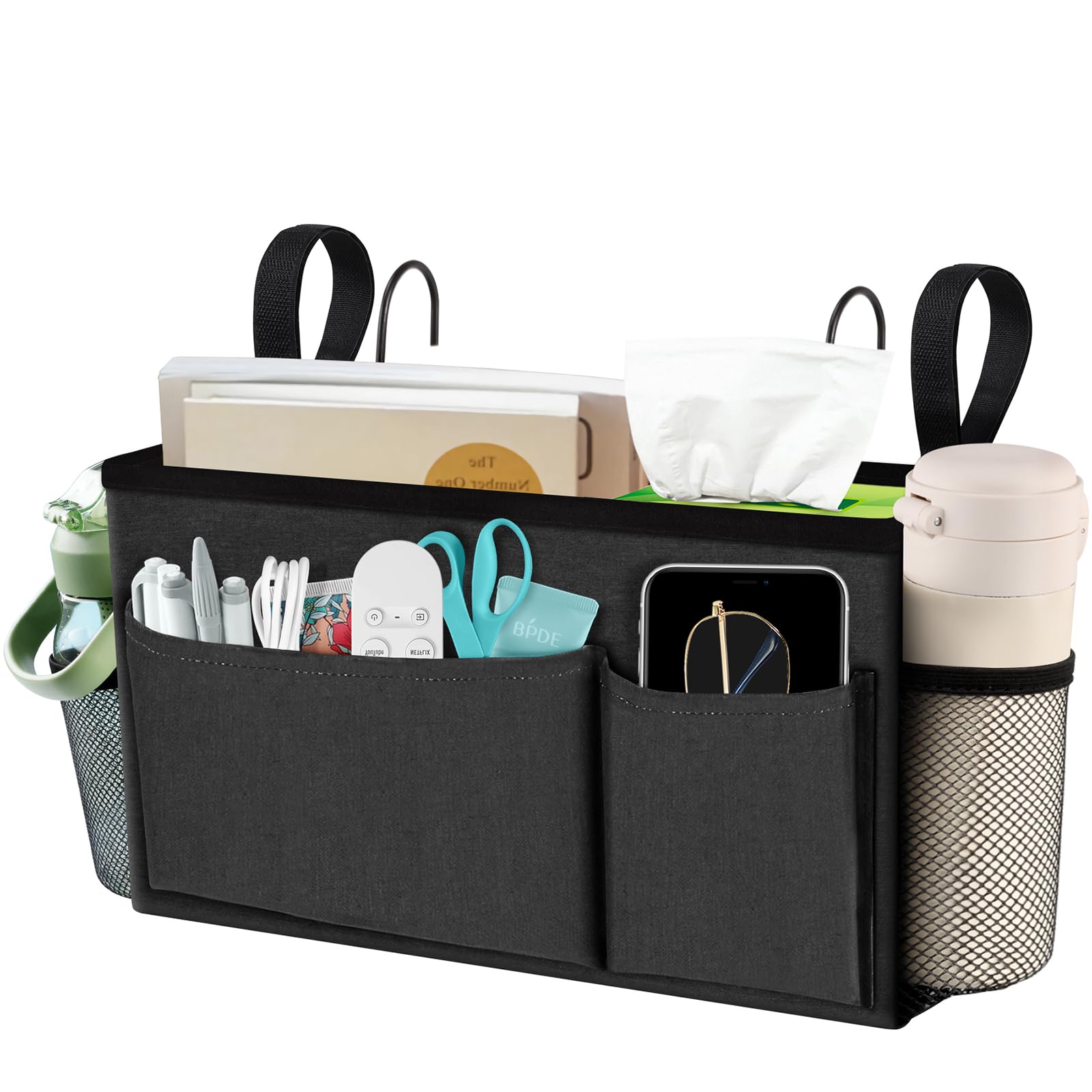 BlissTotes Bedside Caddy, Bedside Storage Organizer for Bunk Bed Accessories, Dorm Storage for Bedside Shelf and Bunk Bed Shelf,