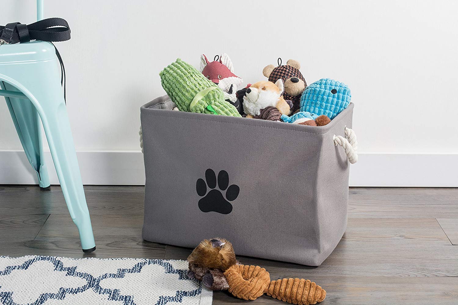 Bone Dry Pet Storage Collection Collapsible Bin  Small Rectangle  Gray
