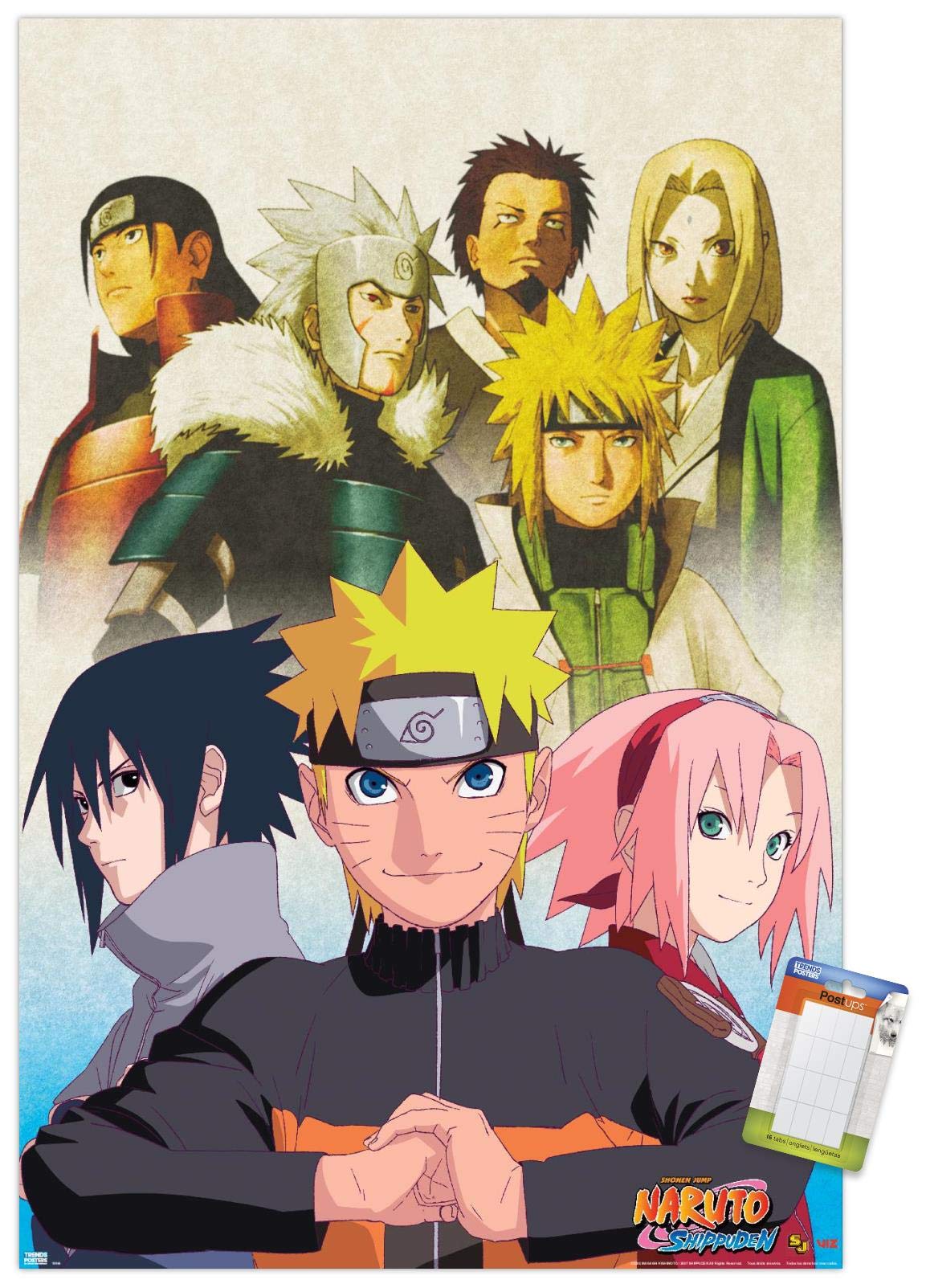 Trends International Naruto Shippuden - Key Art Wall Poster, 22.375'' X 34'', Poster & Mount Bundle