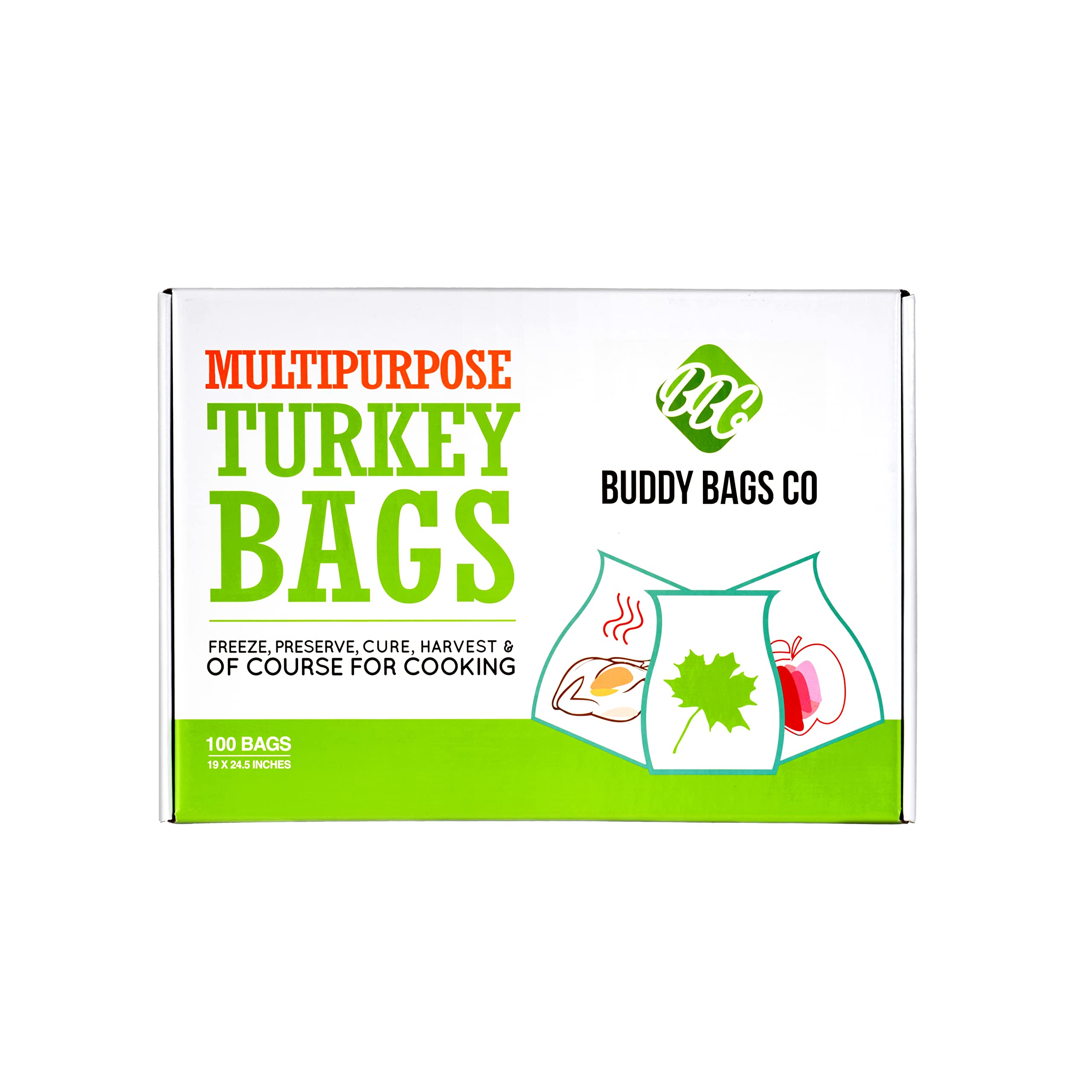 100 Pack : Buddy Bags Co Multipurpose Nylon Turkey Oven Bags - 100 Pack