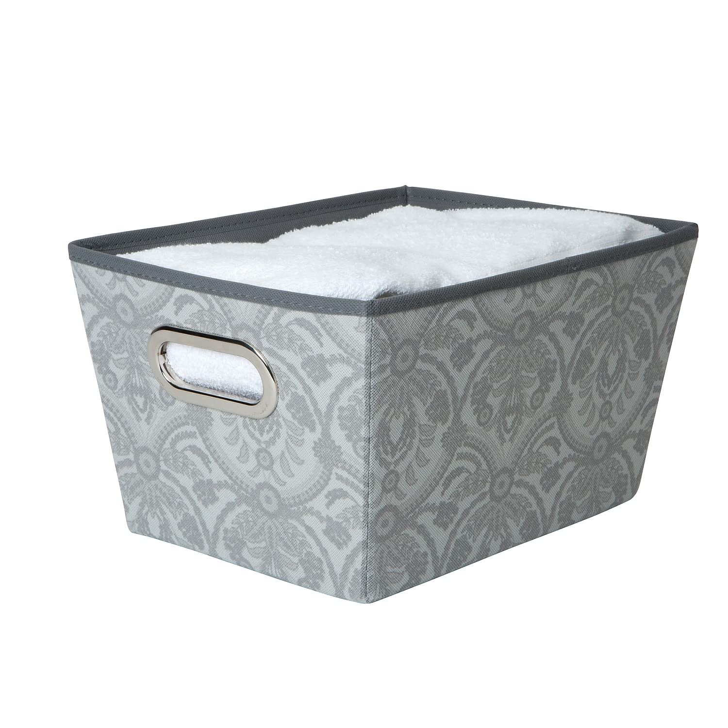 Laura Ashley Medium Grommet Bin Basket Almeida Closet Storage, Dove Grey