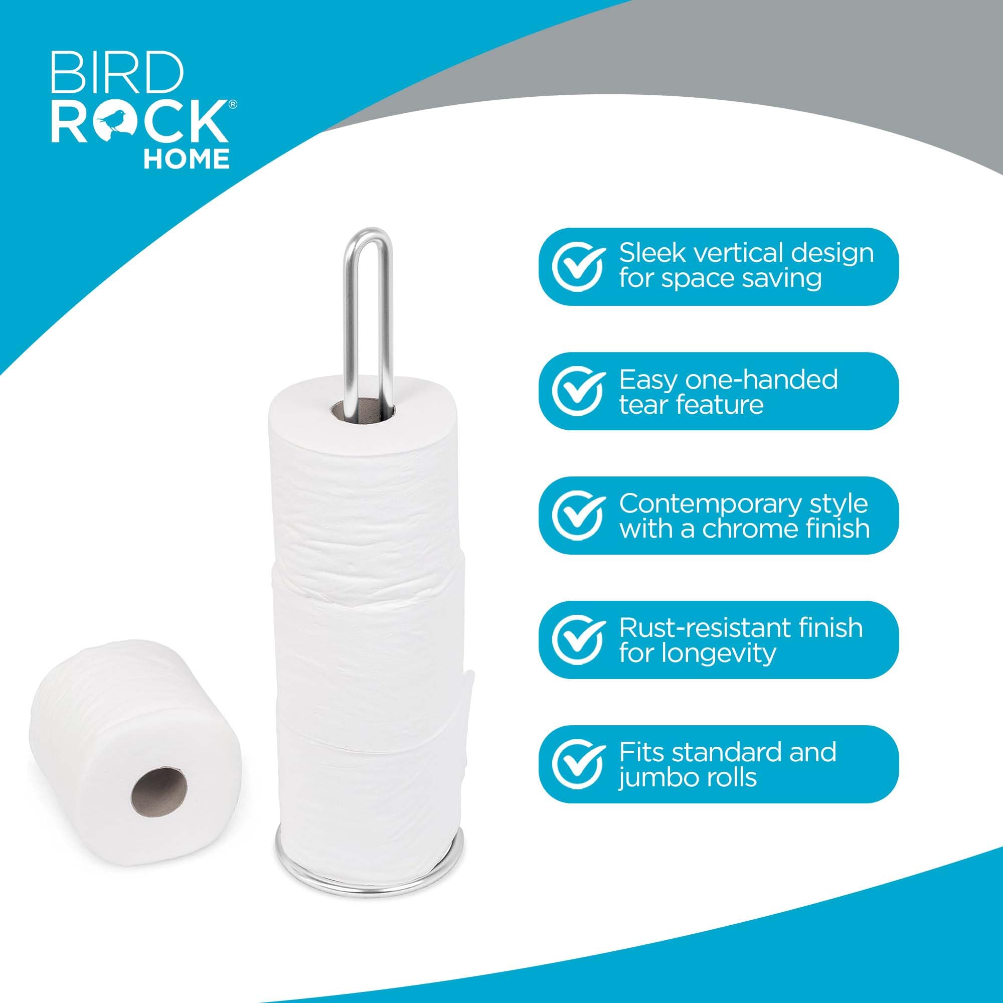 Internet'S Best Stainless Steel Toilet Paper Holder Reserve - Modern Vertical Stand Tissue Dispenser - Brushed Stainless Steel R